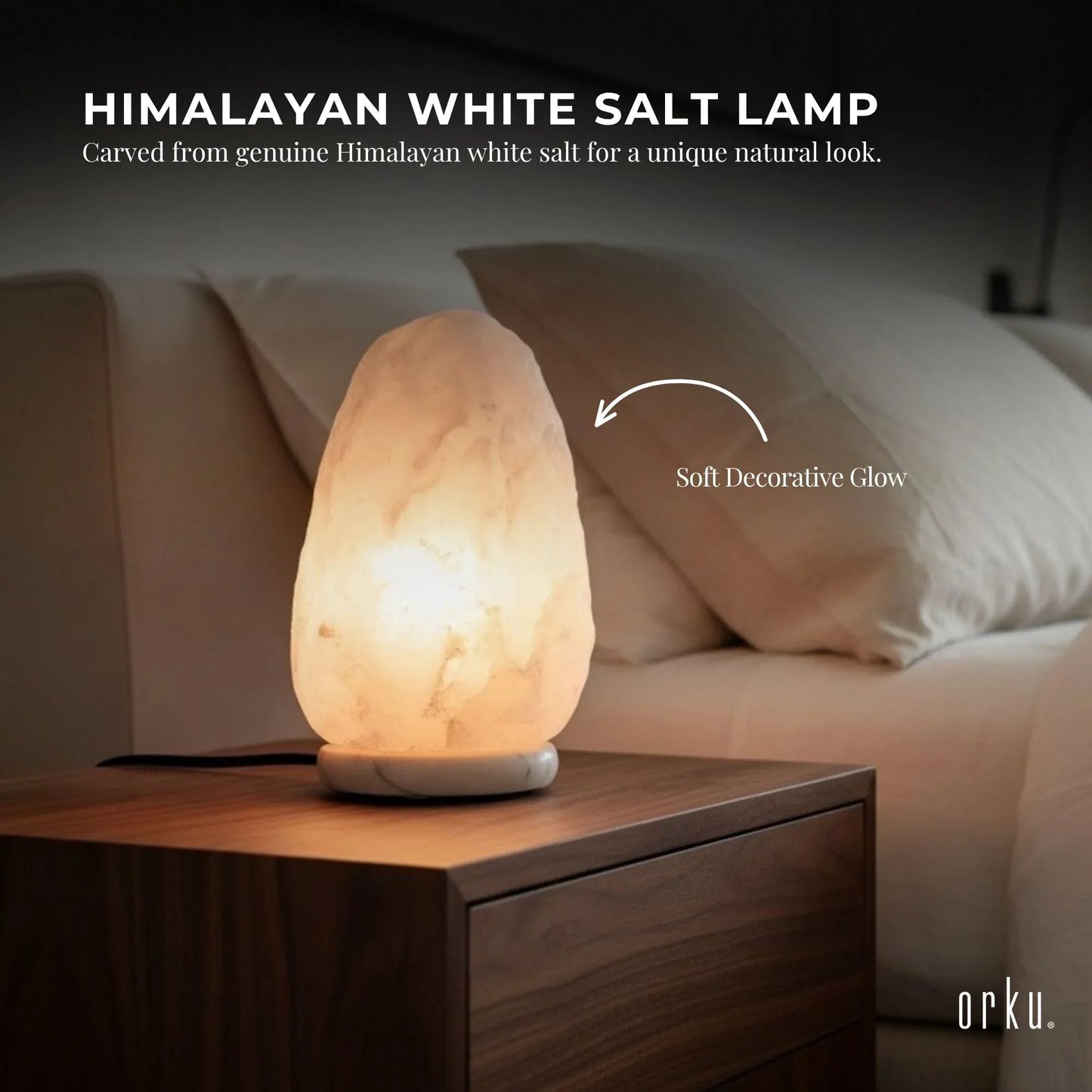 Orku 3-5Kg Himalayan White Salt Lamp - Natural Rock Shape Night Light