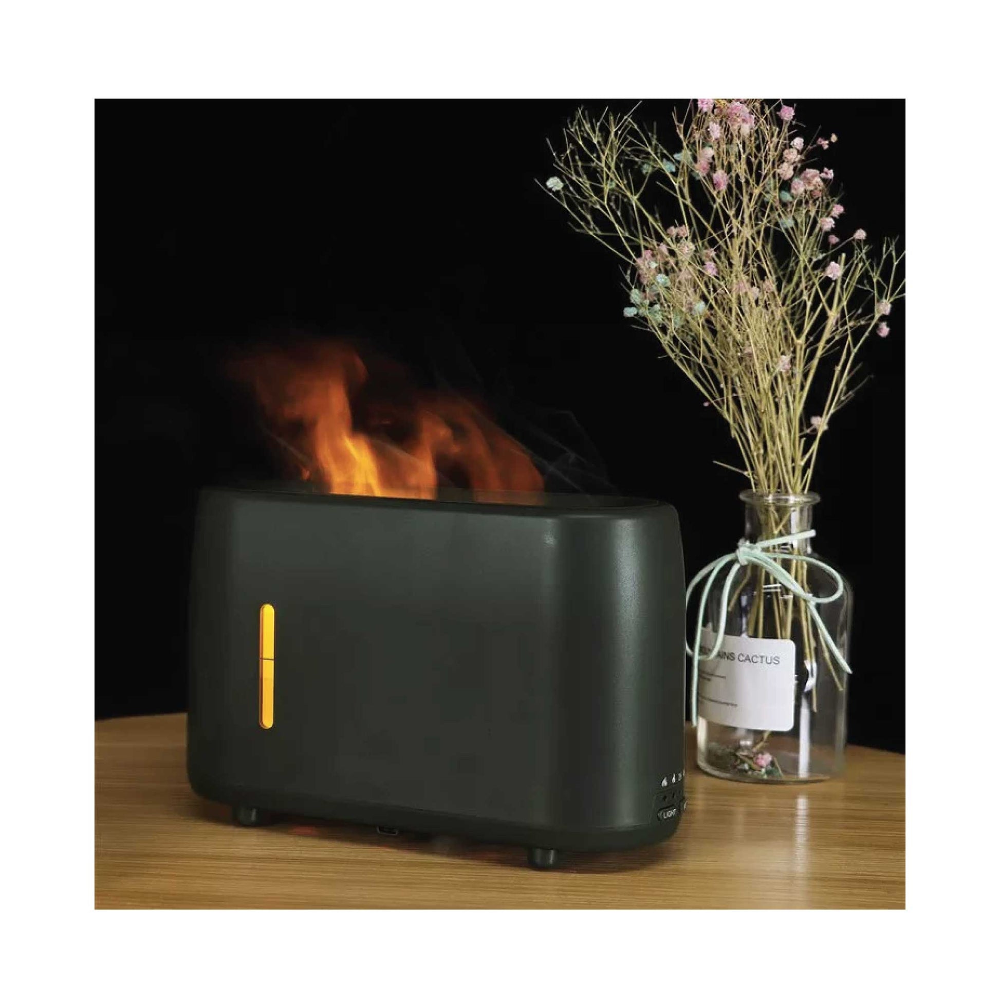 essential-oil-aroma-diffuser-and-remote-grey-240ml-flame-fire-style-air-humidifier www.mallsonline.com.au