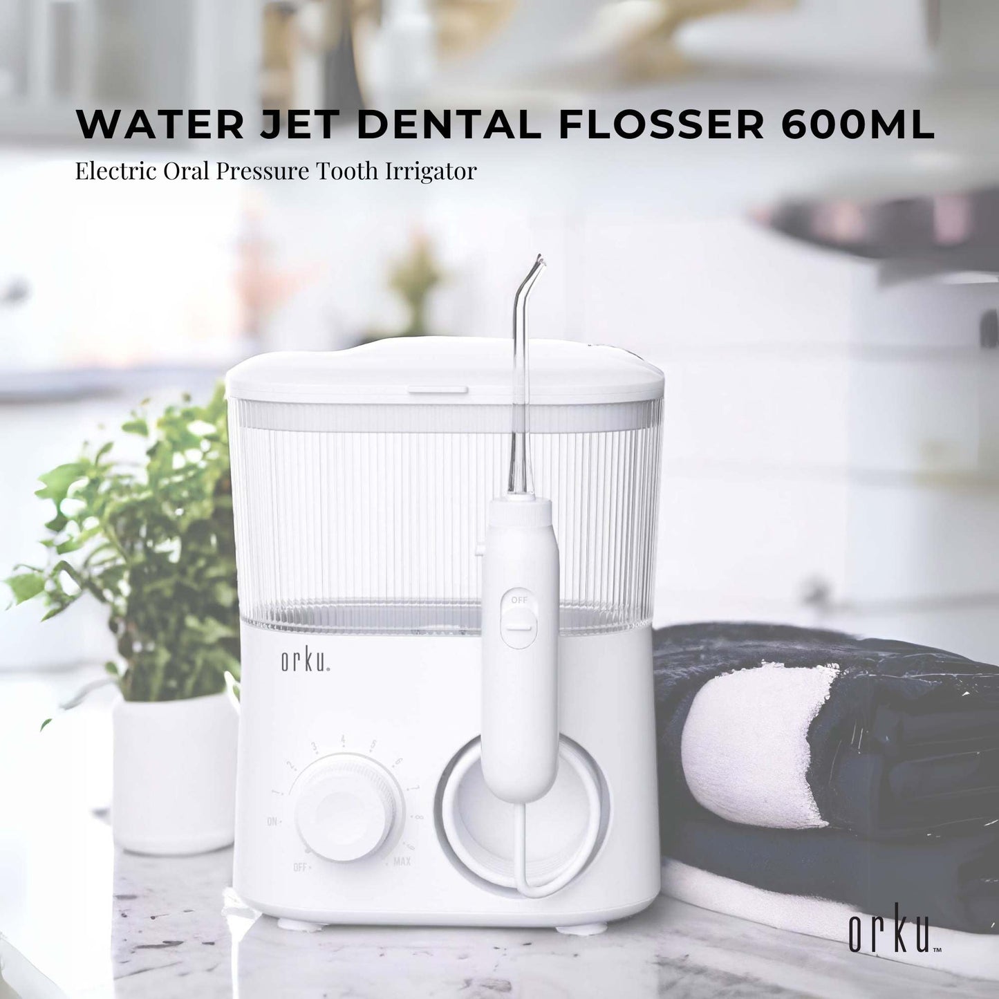 water-jet-dental-flosser-600ml-white-electric-oral-pressure-tooth-irrigator at www.mallsonline.com.au