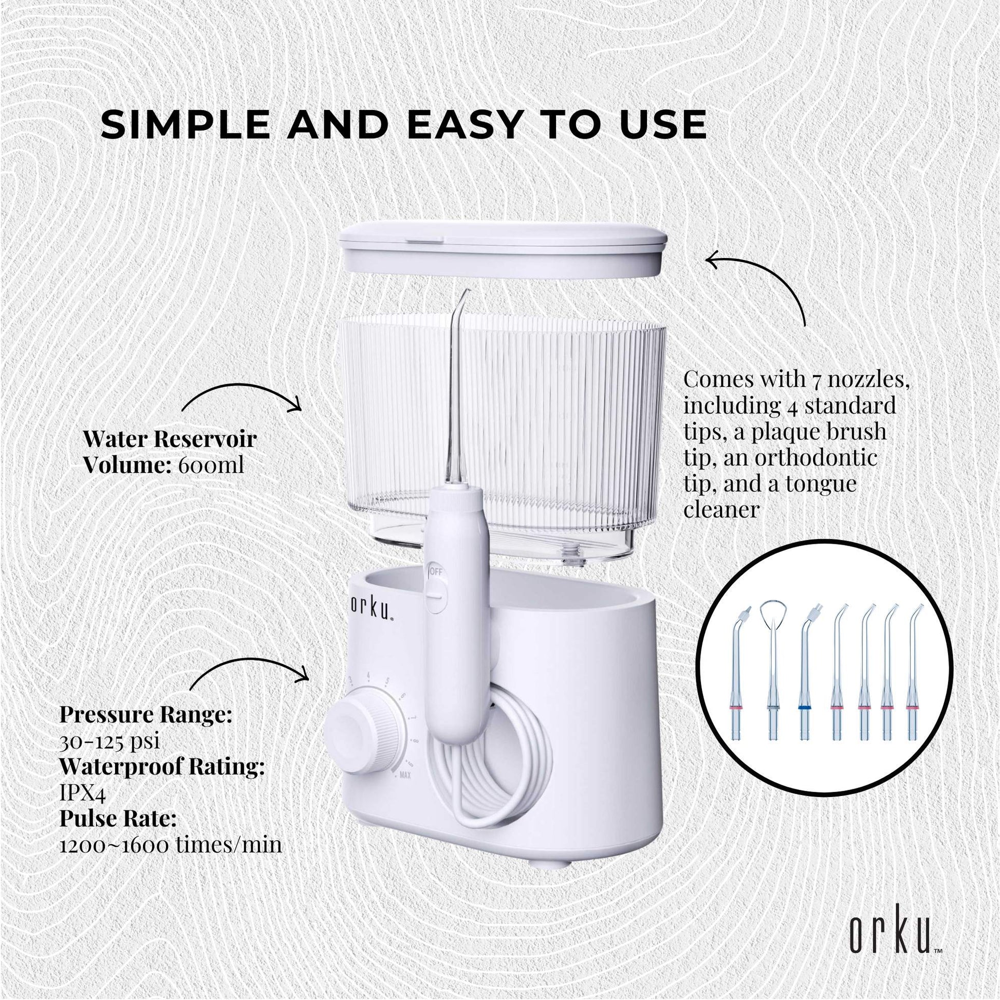 water-jet-dental-flosser-600ml-white-electric-oral-pressure-tooth-irrigator at www.mallsonline.com.au