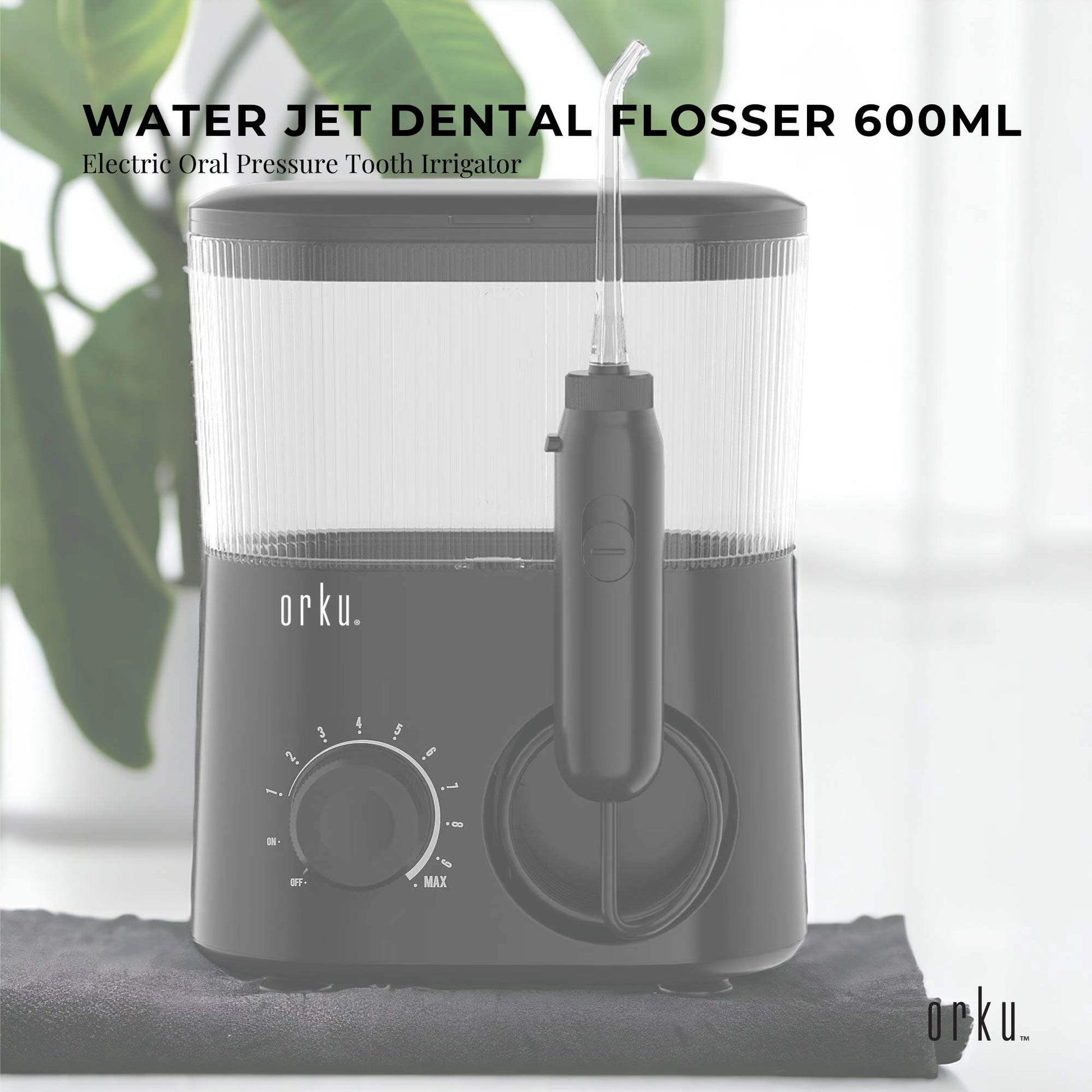 water-jet-dental-flosser-600ml-black-electric-oral-pressure-tooth-irrigator www.mallsonline.com.au