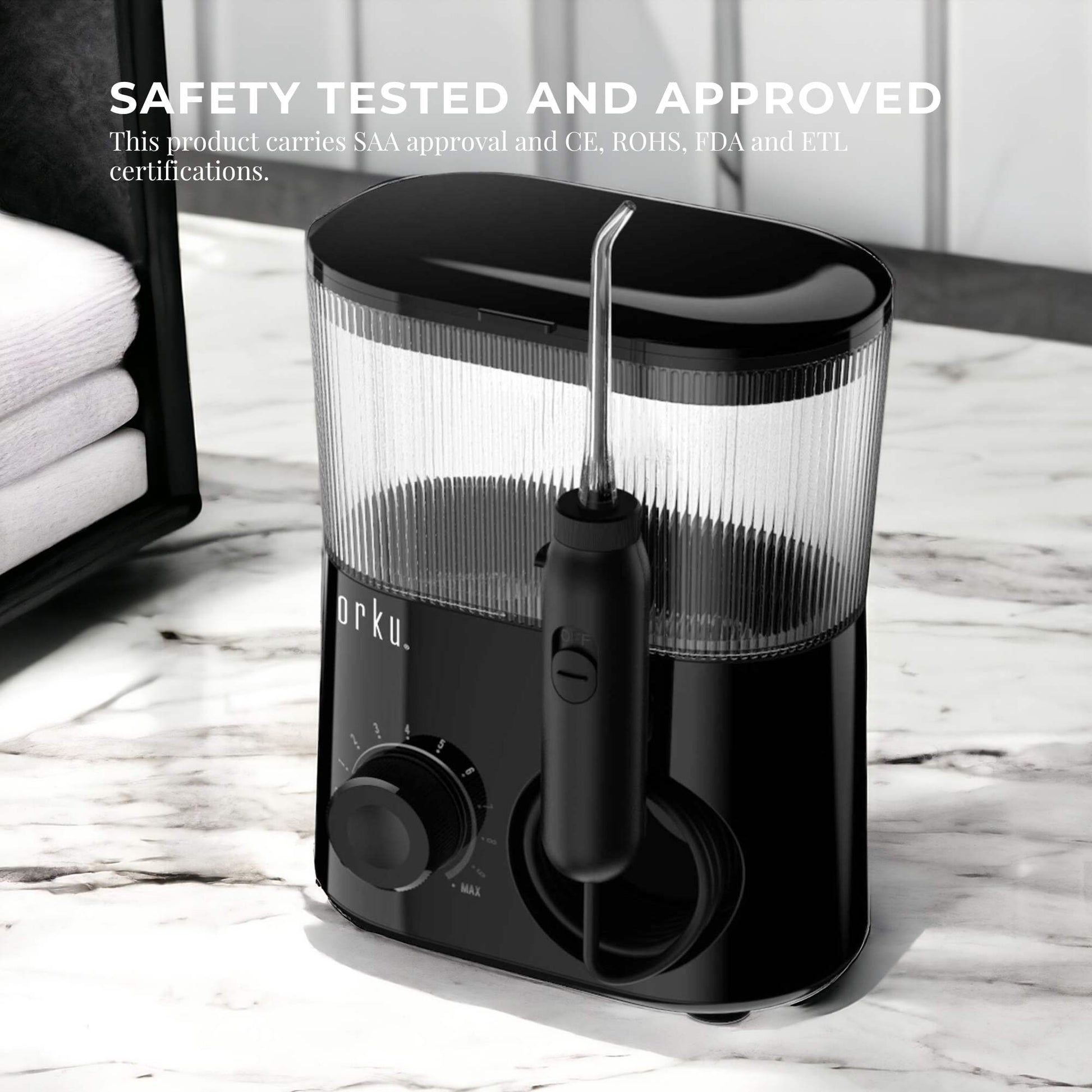 water-jet-dental-flosser-600ml-black-electric-oral-pressure-tooth-irrigator www.mallsonline.com.au