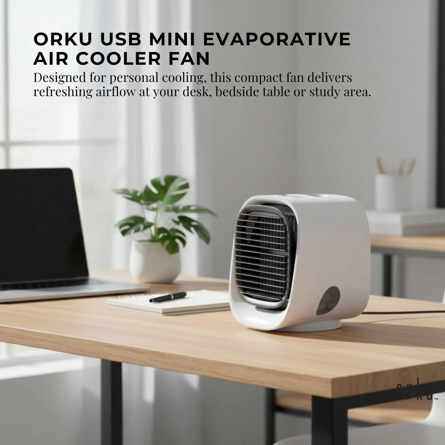 Orku USB Mini Evaporative Air Cooler Fan White - 300 Ml Water Tank