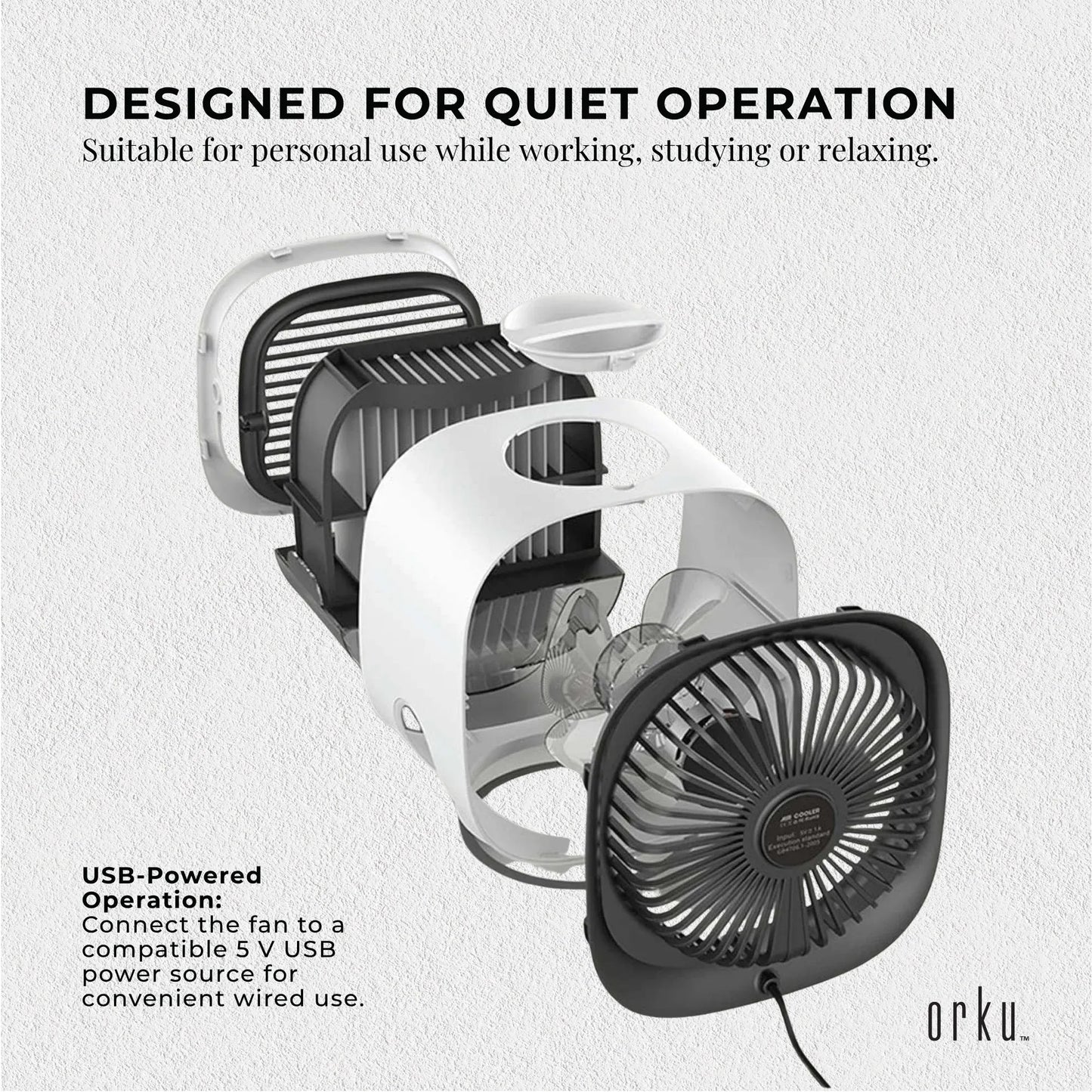 Orku USB Mini Evaporative Air Cooler Fan White - 300 Ml Water Tank