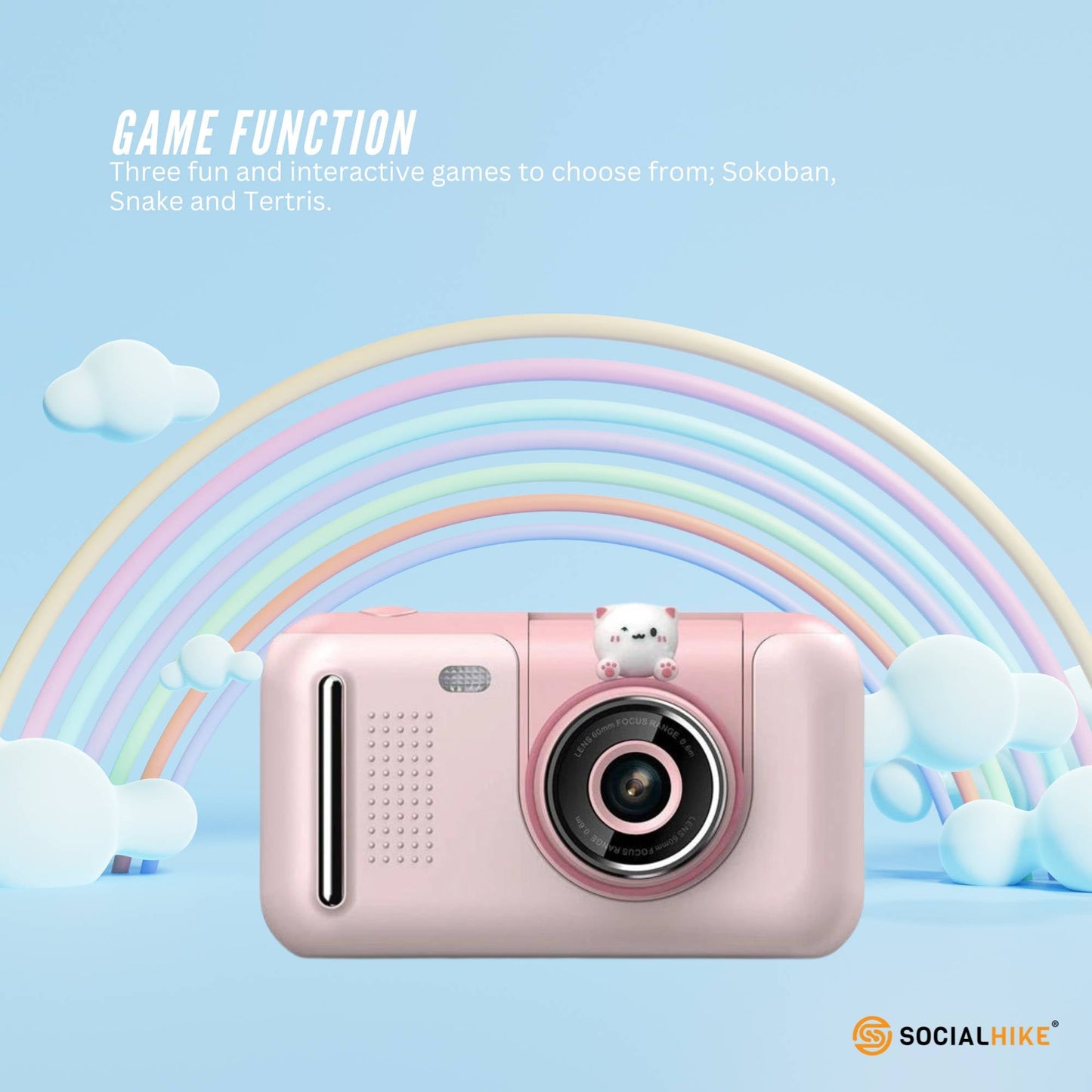 Kids HD Digital Camera Pink - Children's Selfie Photo Video 2.4 Inch Screen