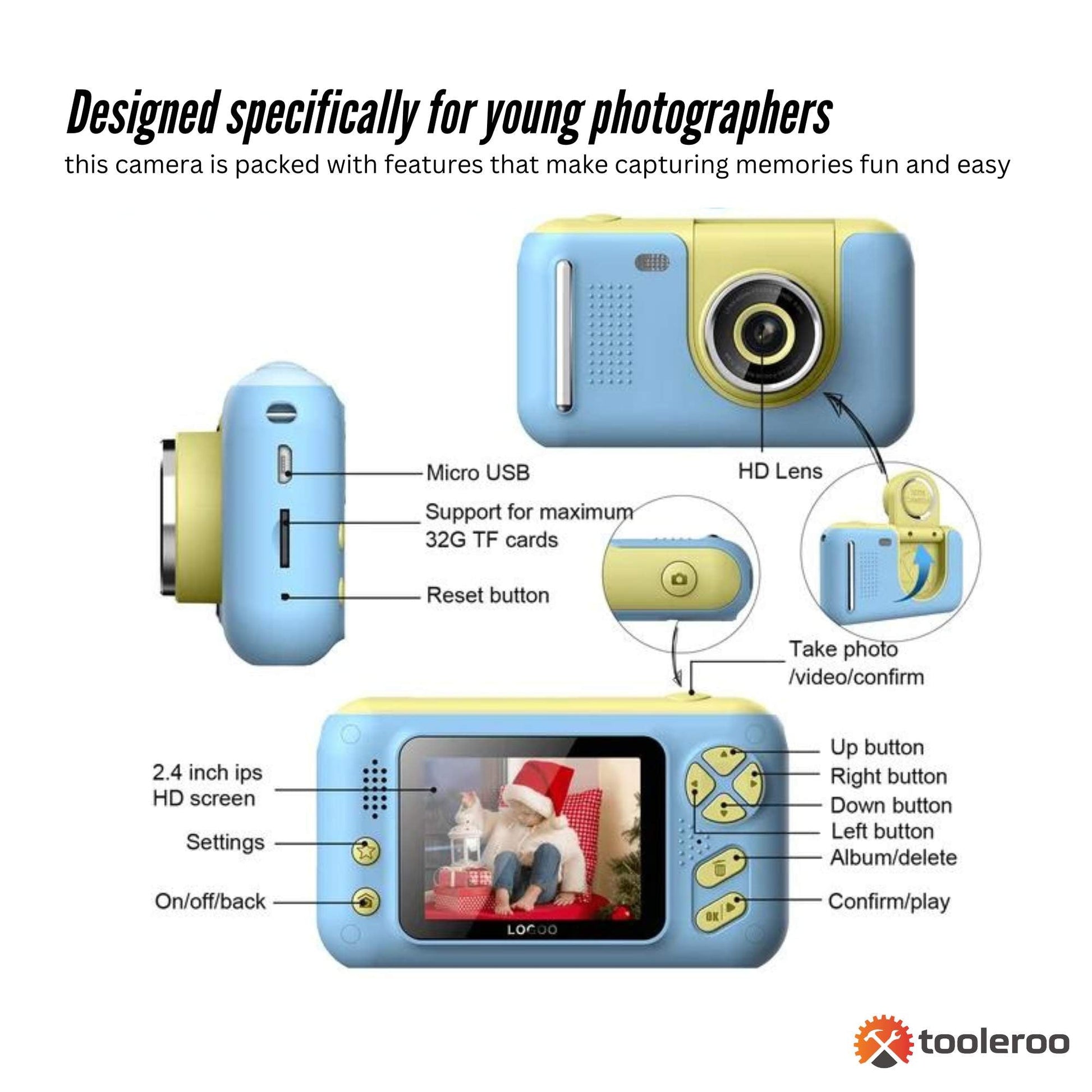 kids-hd-digital-camera-blue-childrens-selfie-photo-video-2-4-inch-screen www.mallsonline.com.au