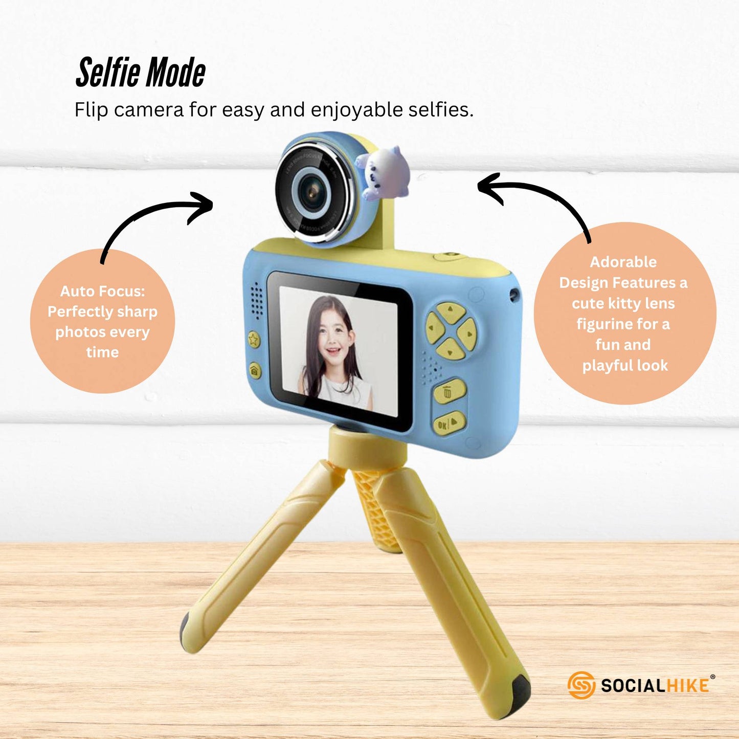 Kids HD Digital Camera Blue - Children's Selfie Photo Video 2.4 Inch Screen