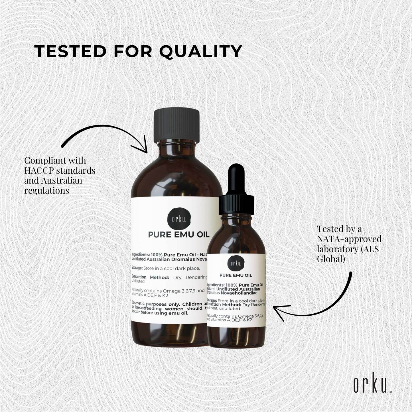 Orku 250ml Pure Emu Oil + Bonus 25ml Bottle - Australian Dromaius Novaehollandiae