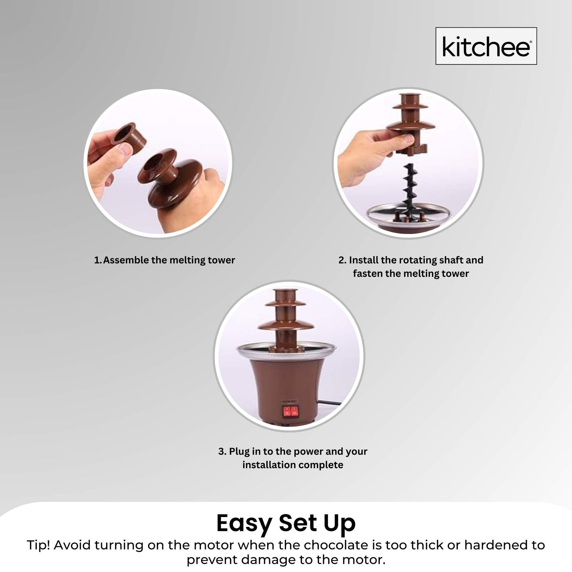 kitchee-3-tier-mini-chocolate-fountain-fondue-electric-machine www.mallsonline.com.au