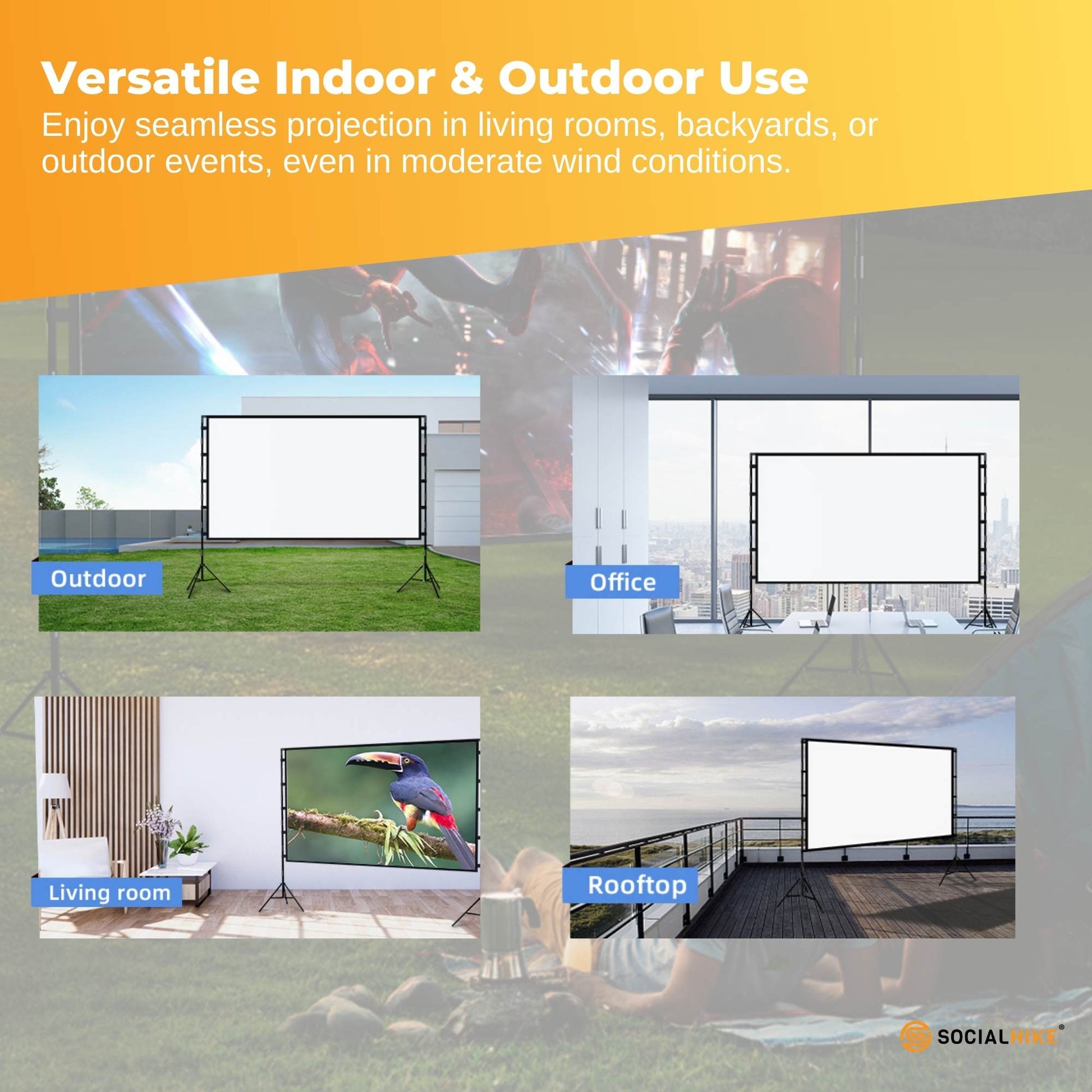 120â€ Portable Movie Projector Screen - Outdoor Indoor 16:9 4K Tripod Stand Case