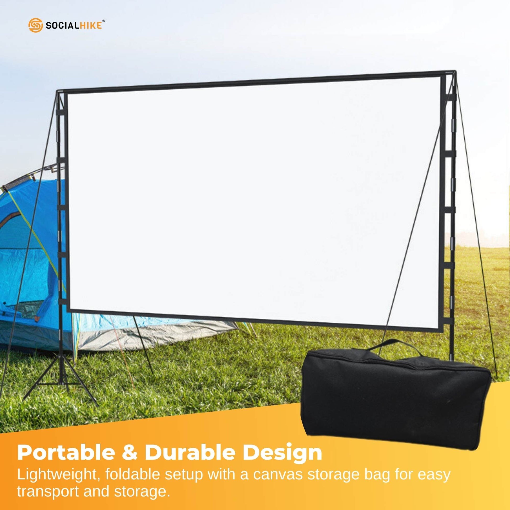 120â€ Portable Movie Projector Screen - Outdoor Indoor 16:9 4K Tripod Stand Case