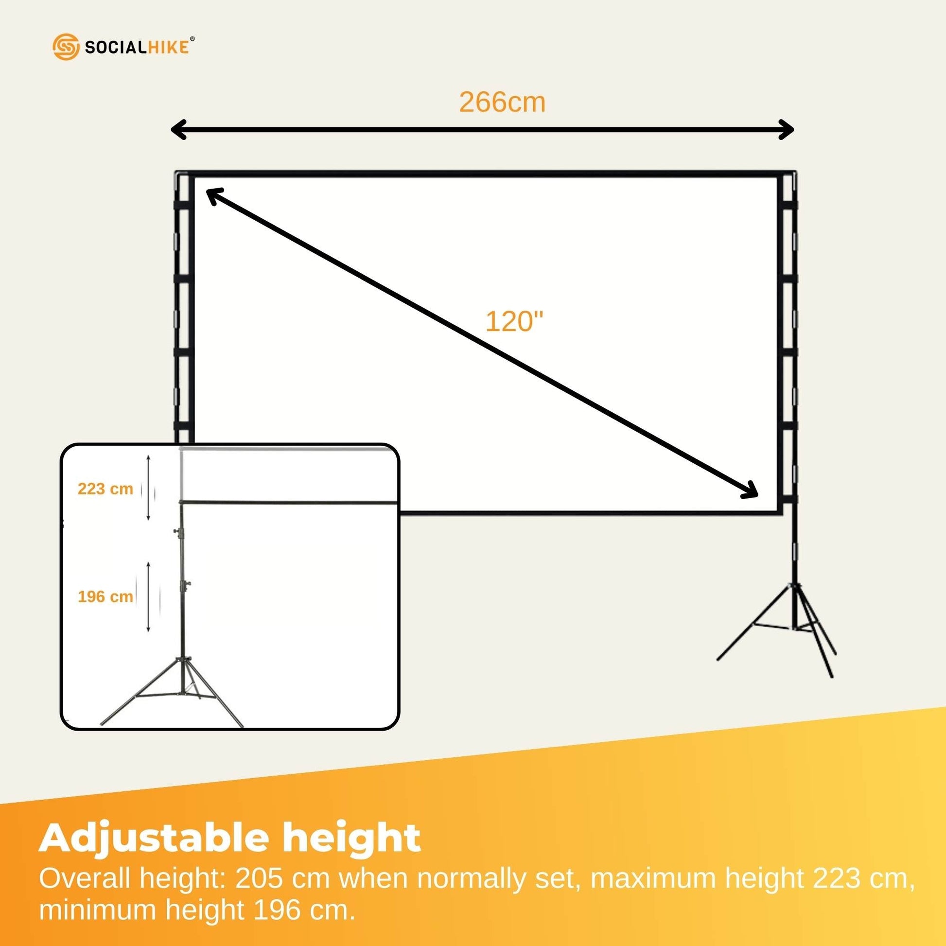 120â€ Portable Movie Projector Screen - Outdoor Indoor 16:9 4K Tripod Stand Case