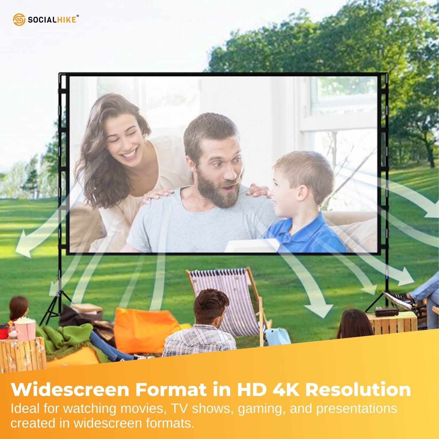 120â€ Portable Movie Projector Screen - Outdoor Indoor 16:9 4K Tripod Stand Case