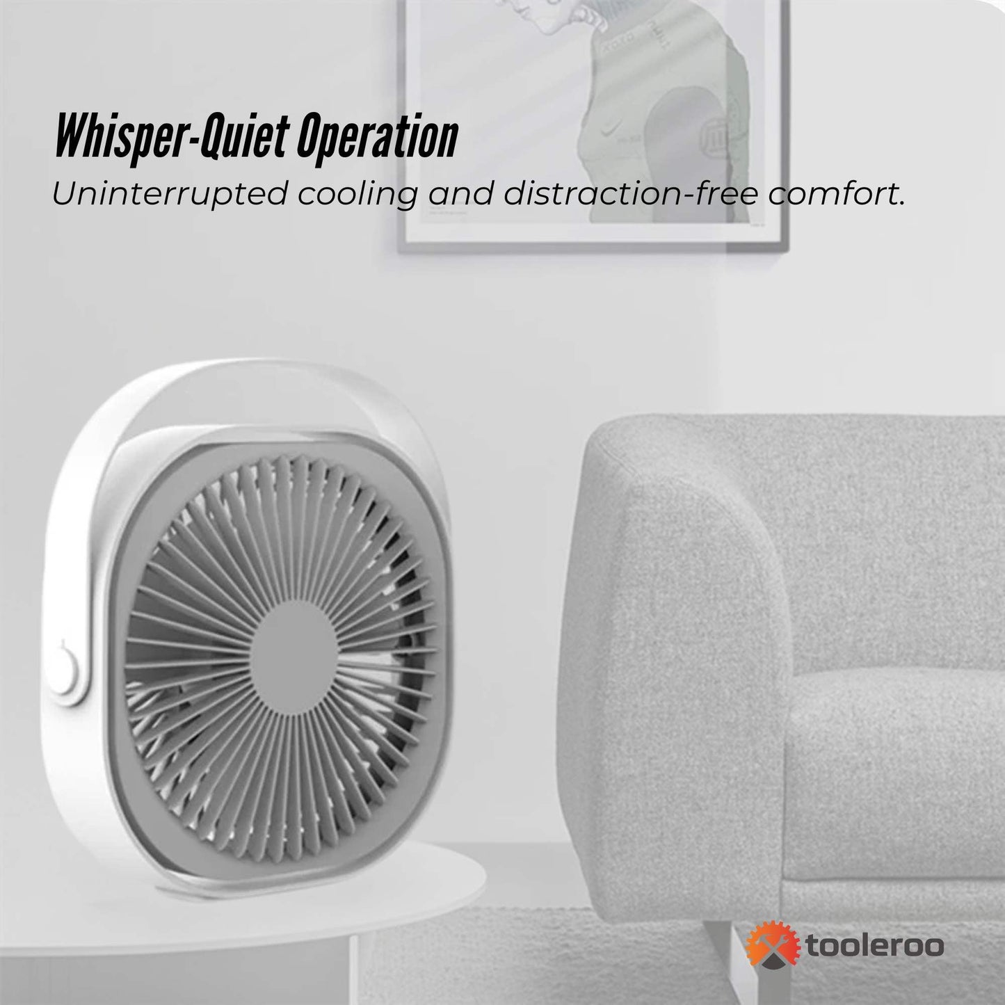 3-Speed USB 20cm Desktop Fan Quiet Portable Lightweight Rechargeable Cooler