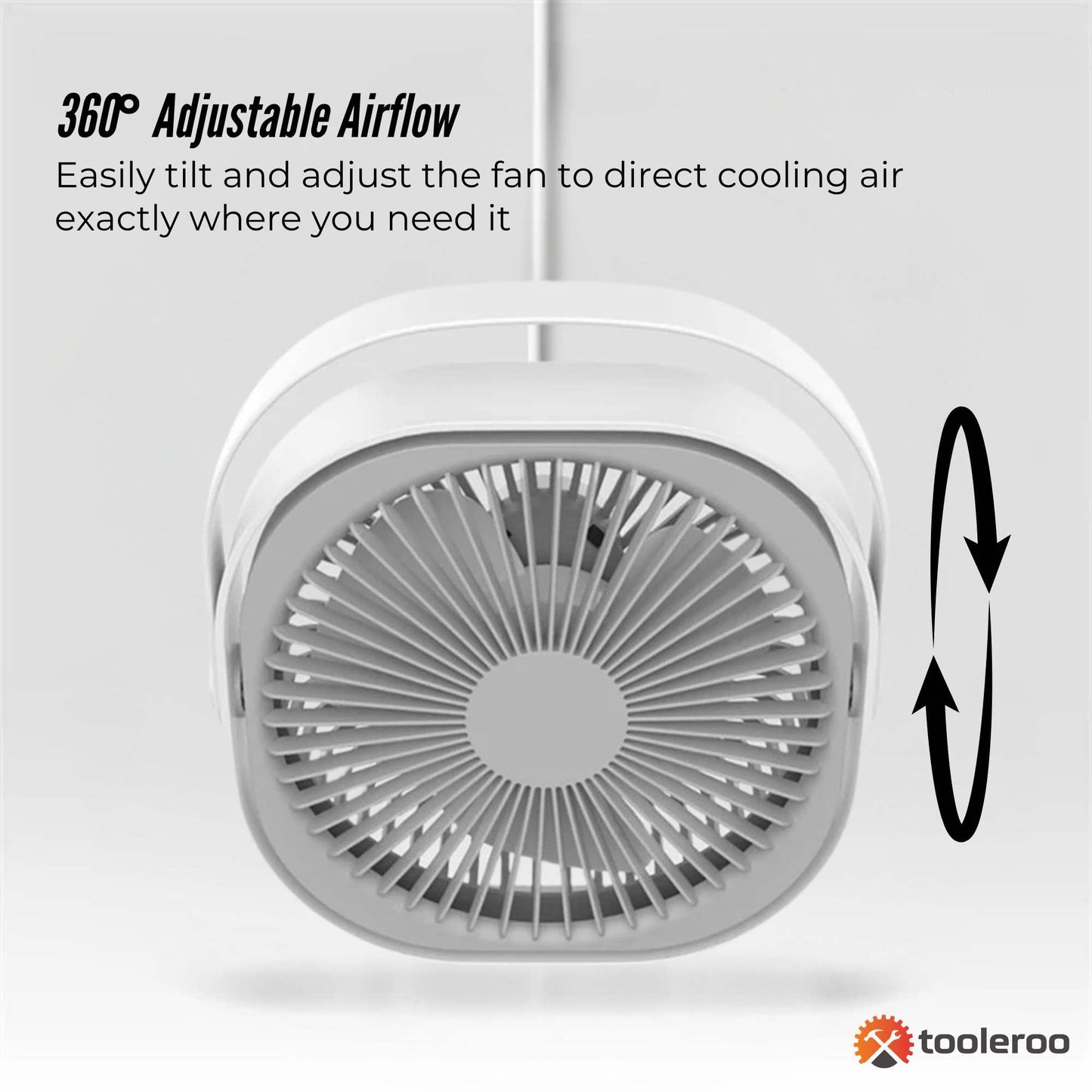3-Speed USB 20cm Desktop Fan Quiet Portable Lightweight Rechargeable Cooler