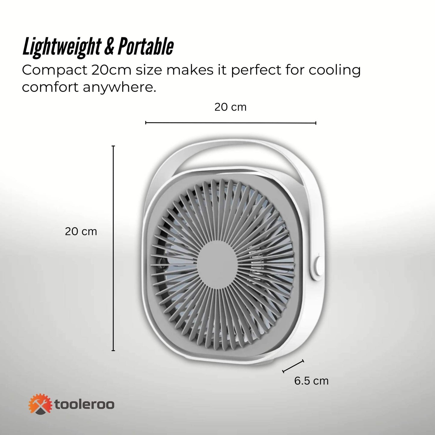 3-Speed USB 20cm Desktop Fan Quiet Portable Lightweight Rechargeable Cooler