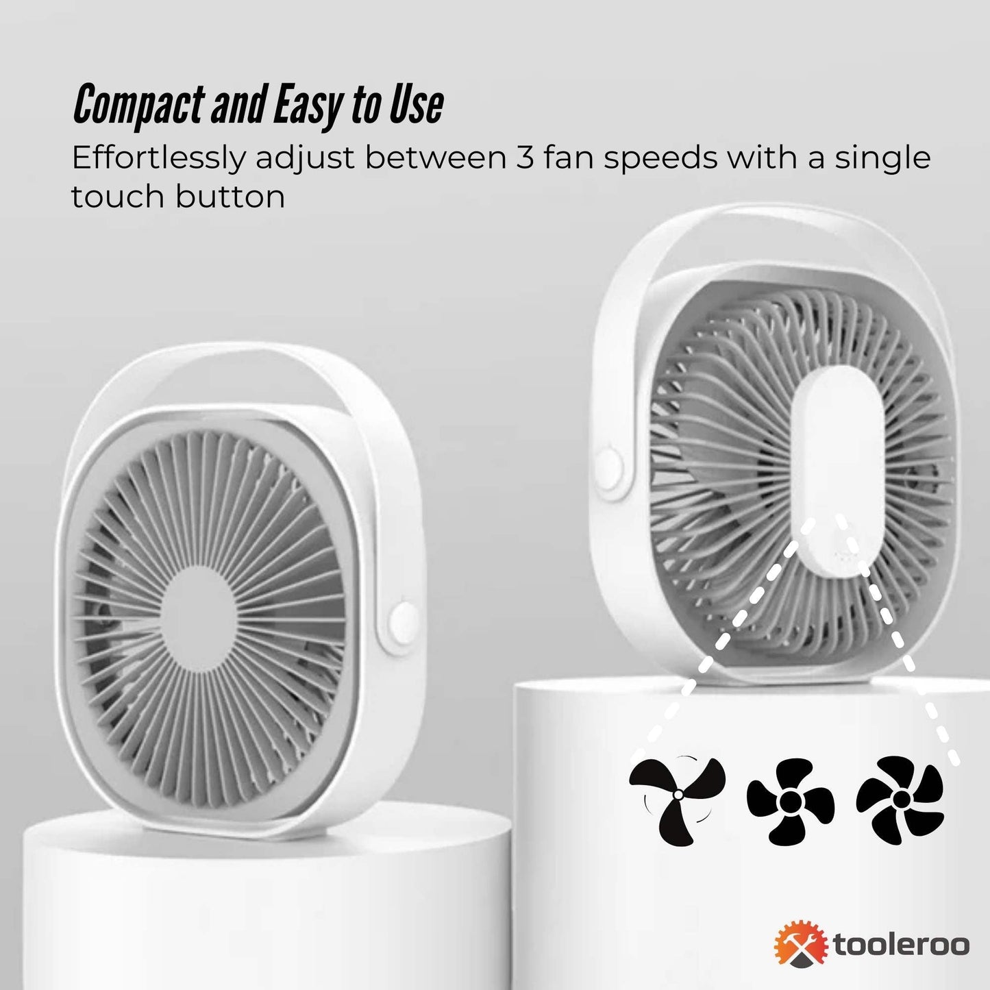 3-Speed USB 20cm Desktop Fan Quiet Portable Lightweight Rechargeable Cooler
