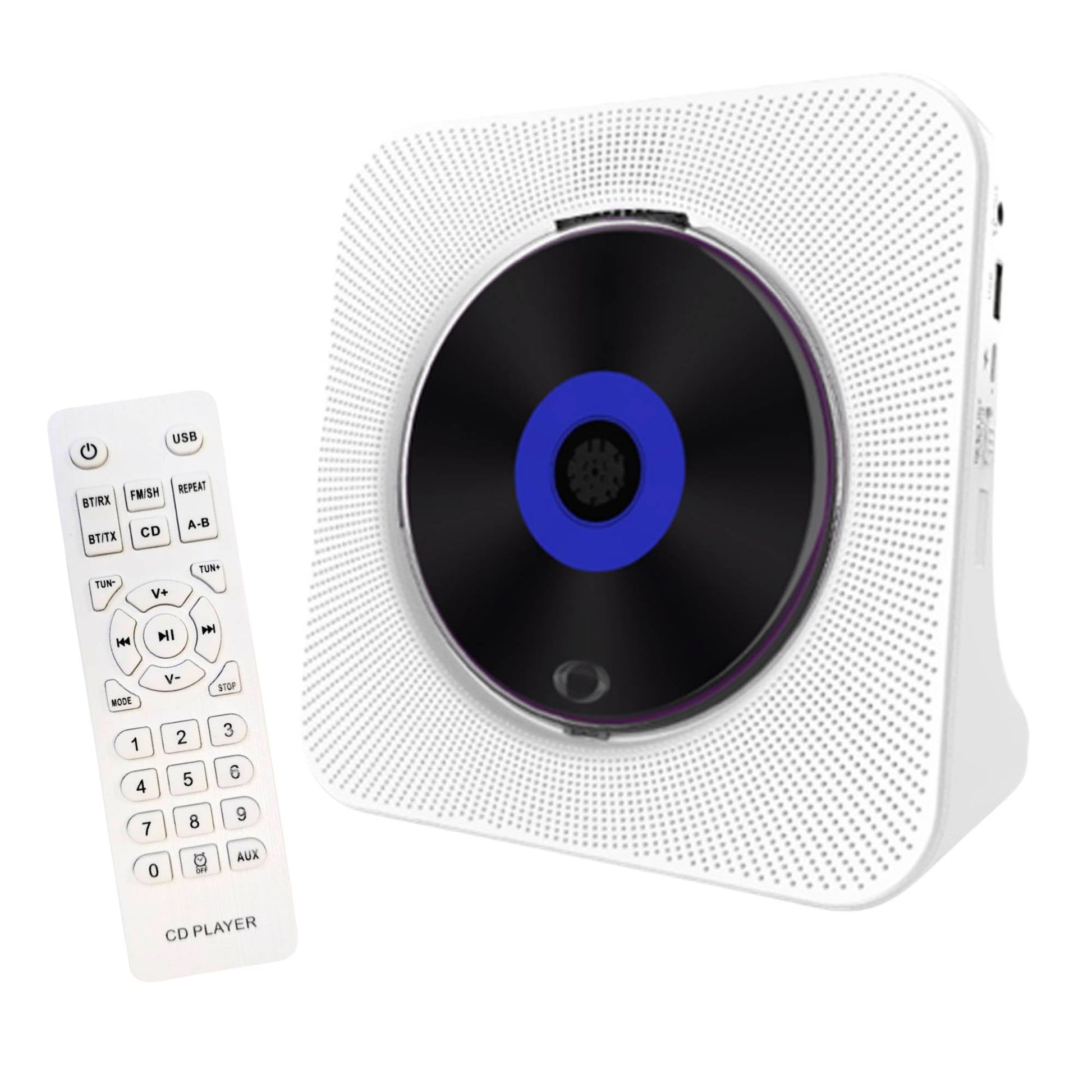 Tooleroo USB Rechargeable Desktop CD Player Speaker Bluetooth Portable White
