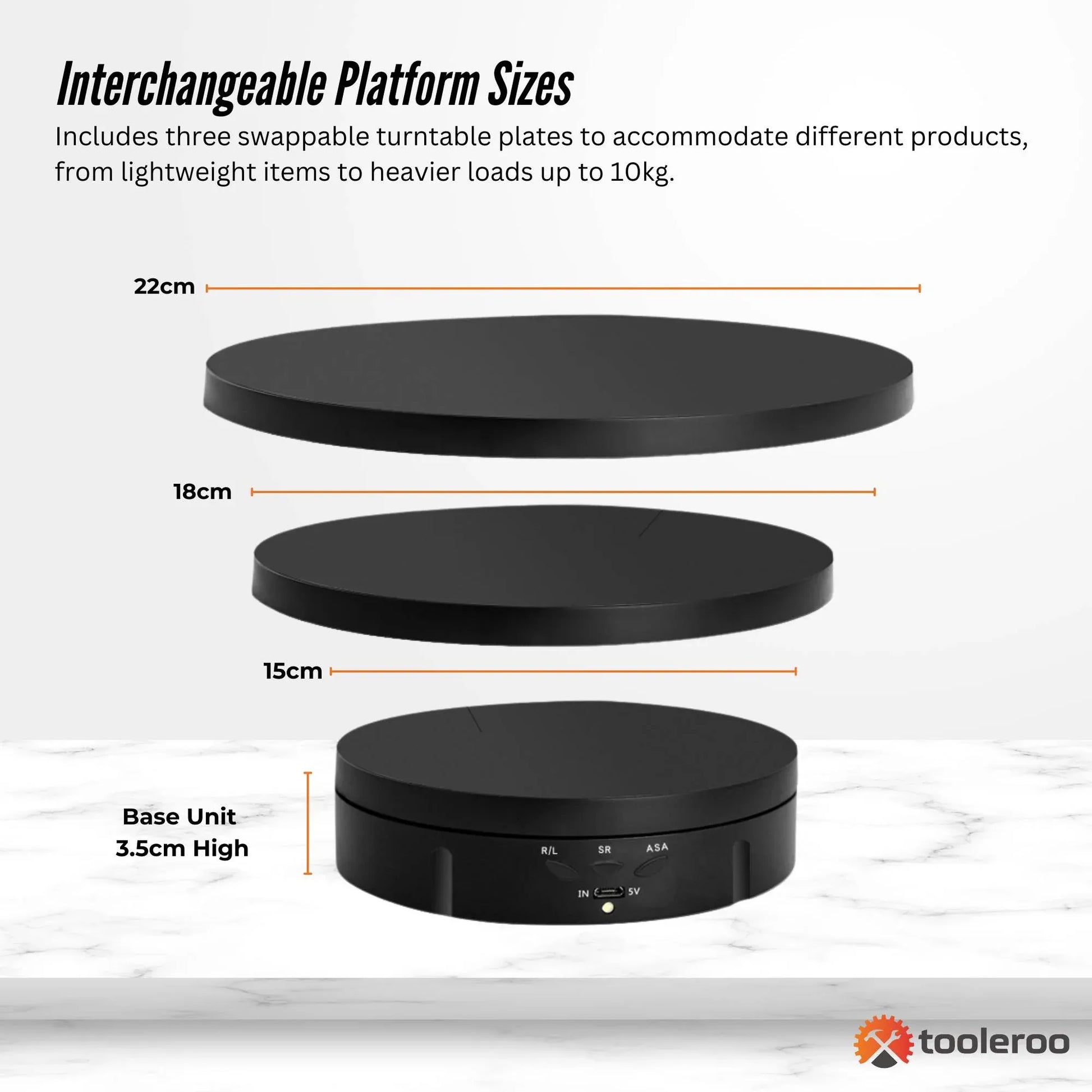 Tooleroo Electric 360 Rotating Product Display Stand for Merchandise Video Black