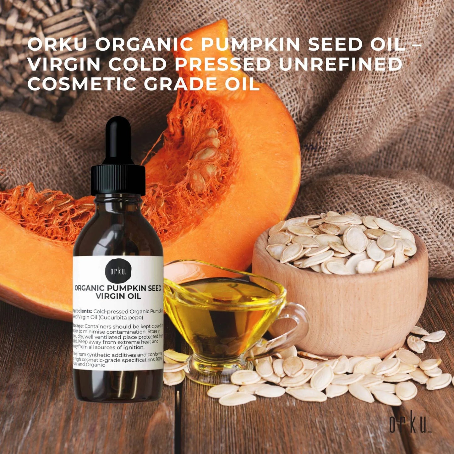 Orku 25ml Organic Pumpkin Seed Oil â€“ Virgin Cold Pressed Unrefined Cosmetic Grade