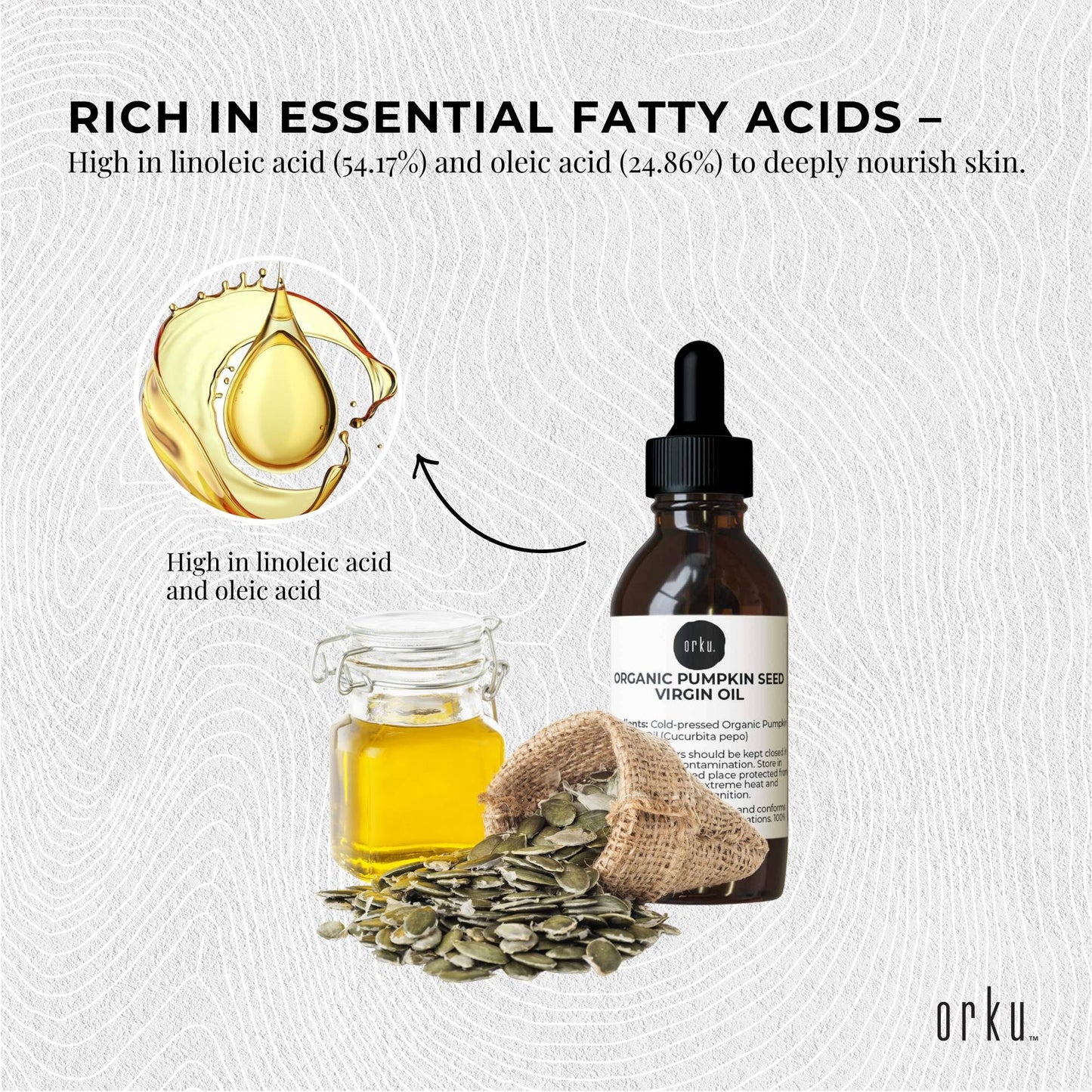 Orku 25ml Organic Pumpkin Seed Oil â€“ Virgin Cold Pressed Unrefined Cosmetic Grade