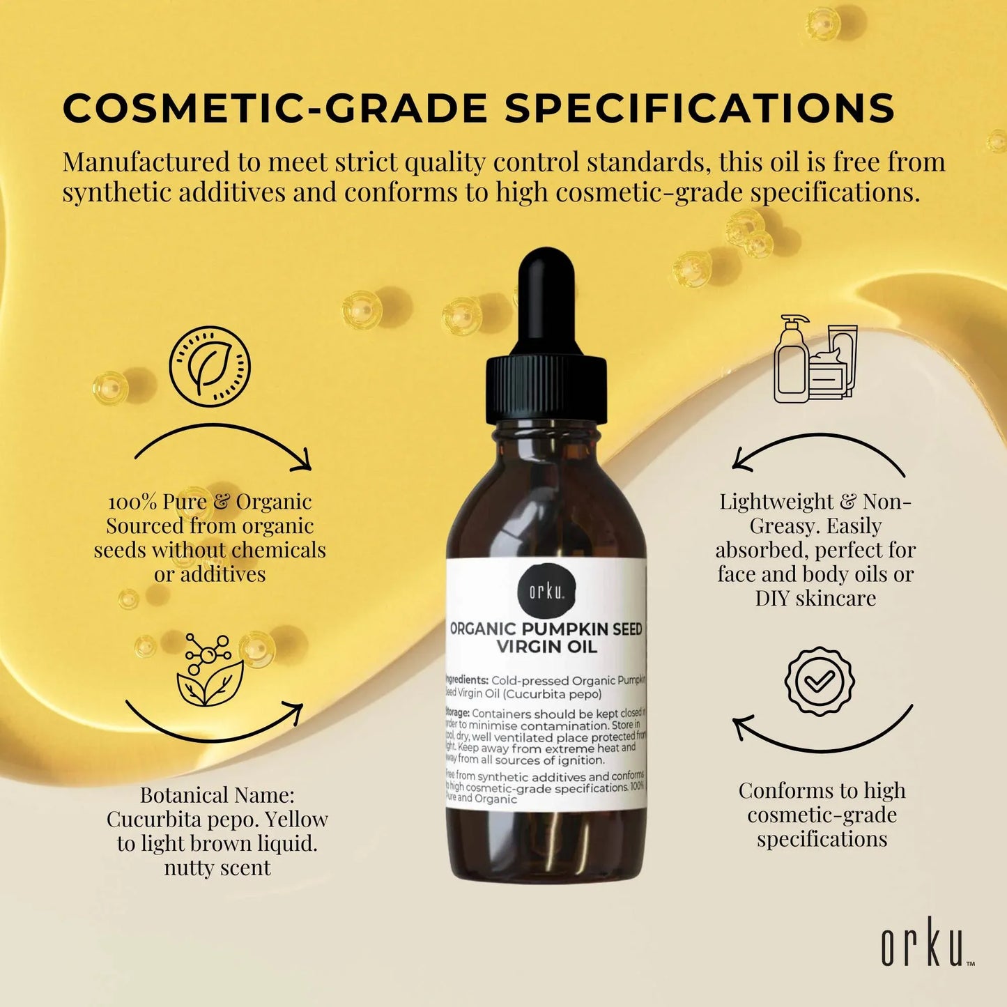 Orku 25ml Organic Pumpkin Seed Oil â€“ Virgin Cold Pressed Unrefined Cosmetic Grade