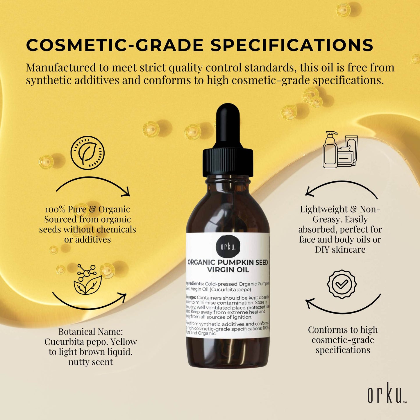 Orku 25ml Organic Pumpkin Seed Oil â€“ Virgin Cold Pressed Unrefined Cosmetic Gr.