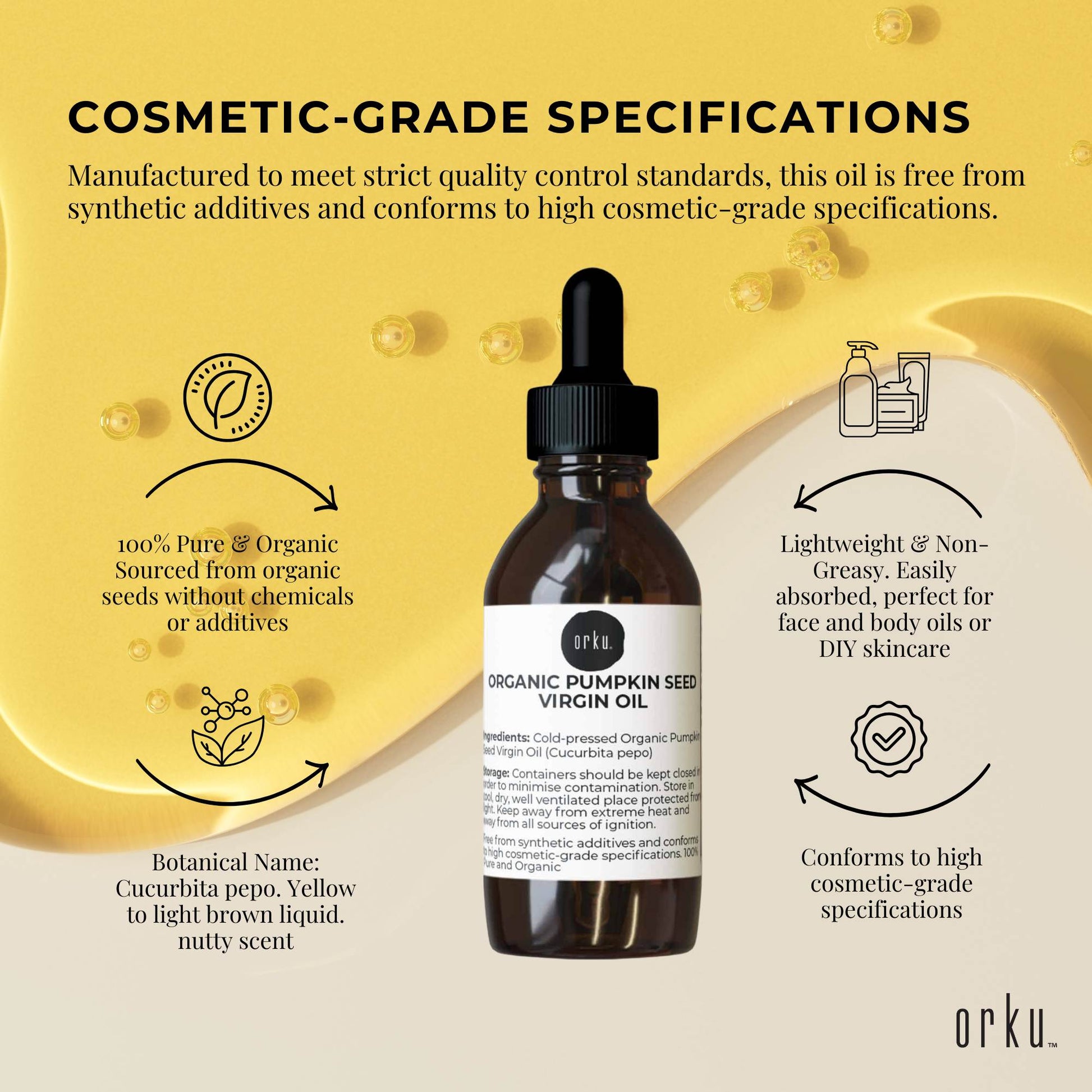 Orku 25ml Organic Pumpkin Seed Oil â€“ Virgin Cold Pressed Unrefined Cosmetic Gr.