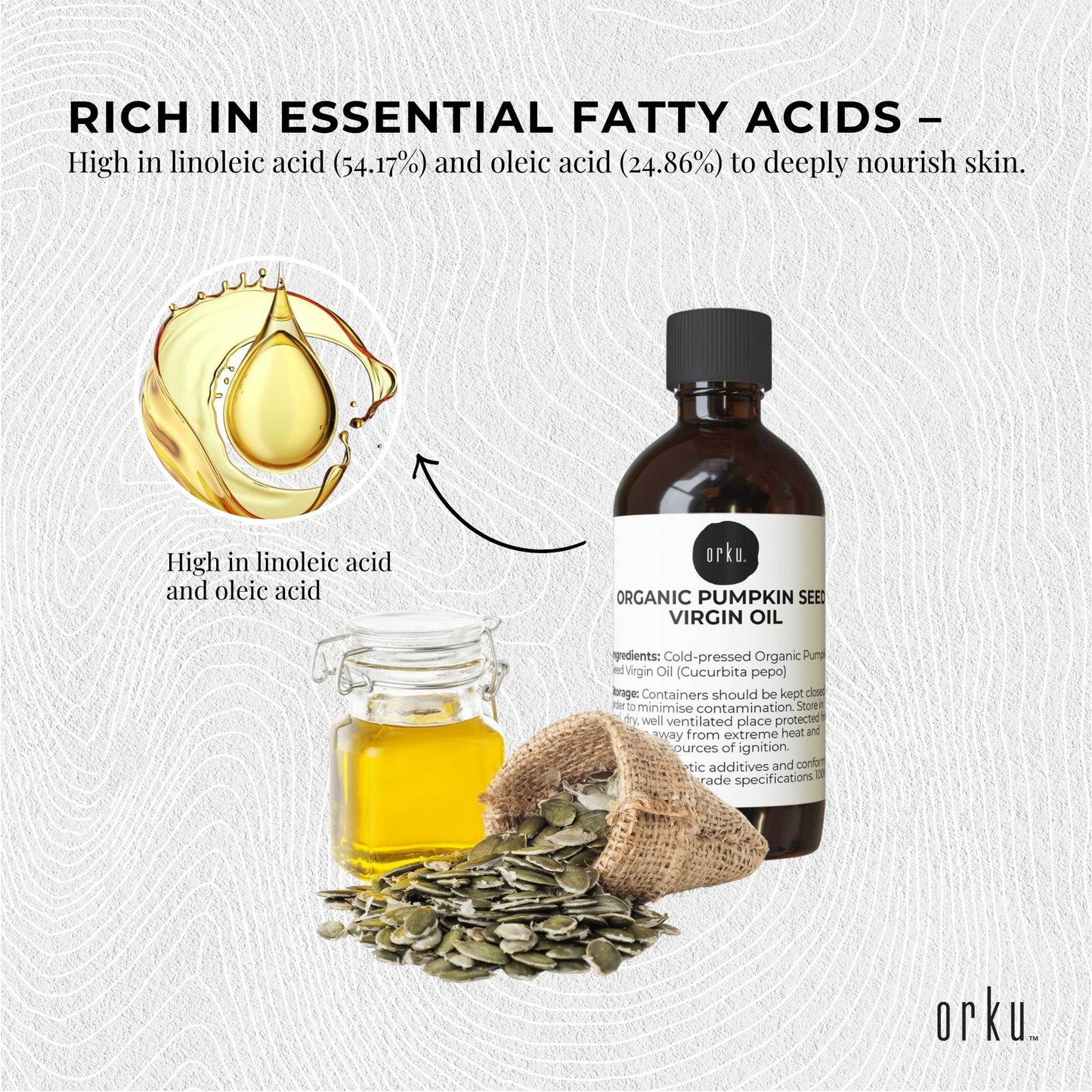 Orku 100ml Organic Pumpkin Seed Oil â€“ Virgin Cold Pressed Unrefined Cosmetic Grade
