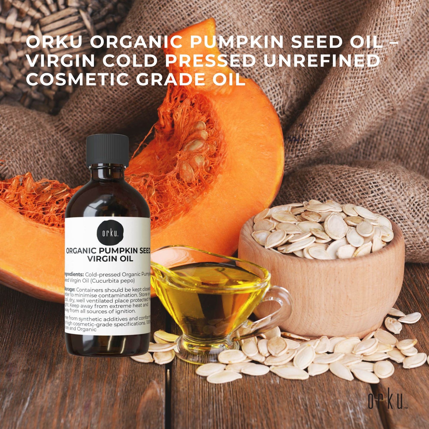 Orku 100ml Organic Pumpkin Seed Oil â€“ Virgin Cold Pressed Unrefined Cosmetic Gr.