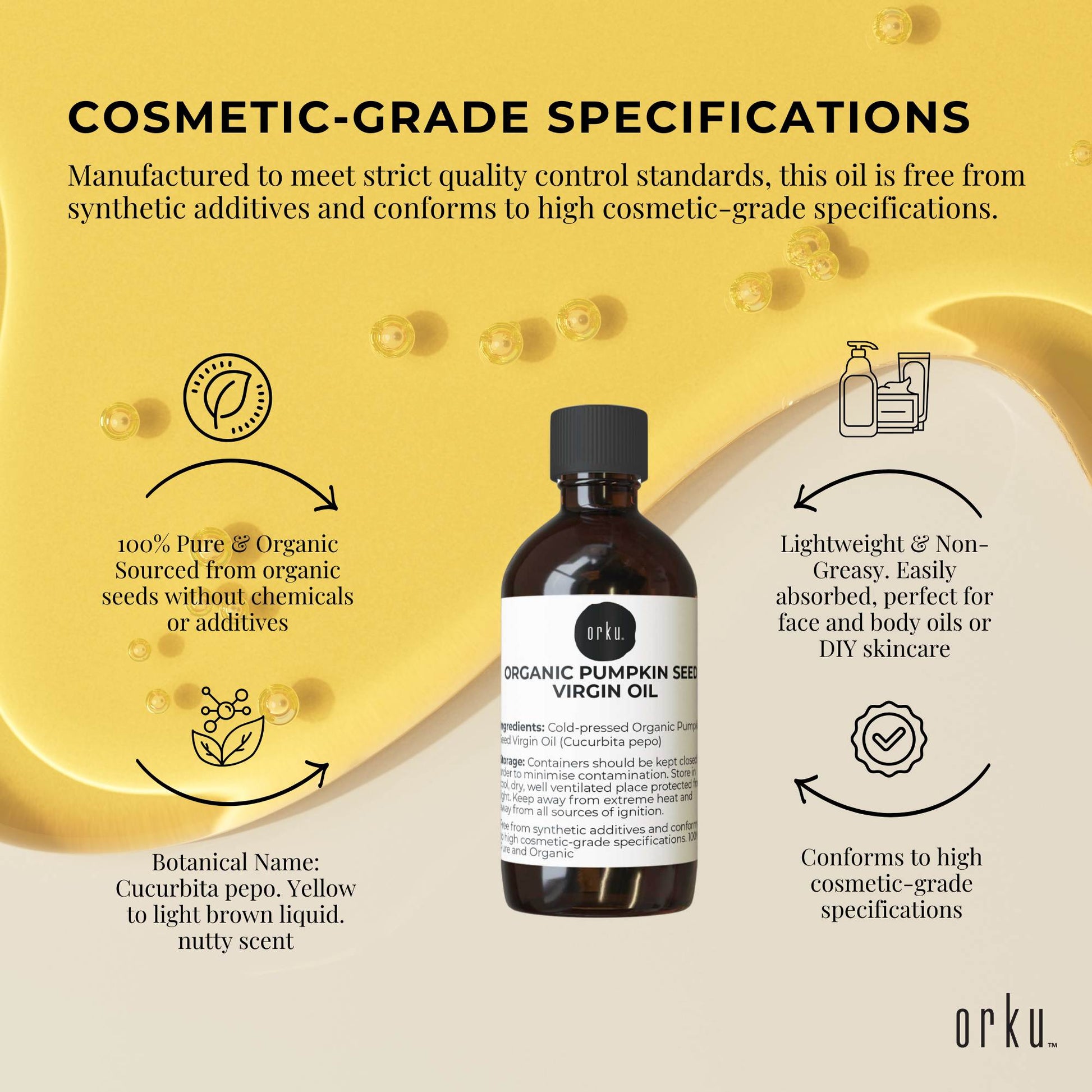 Orku 100ml Organic Pumpkin Seed Oil â€“ Virgin Cold Pressed Unrefined Cosmetic Gr.