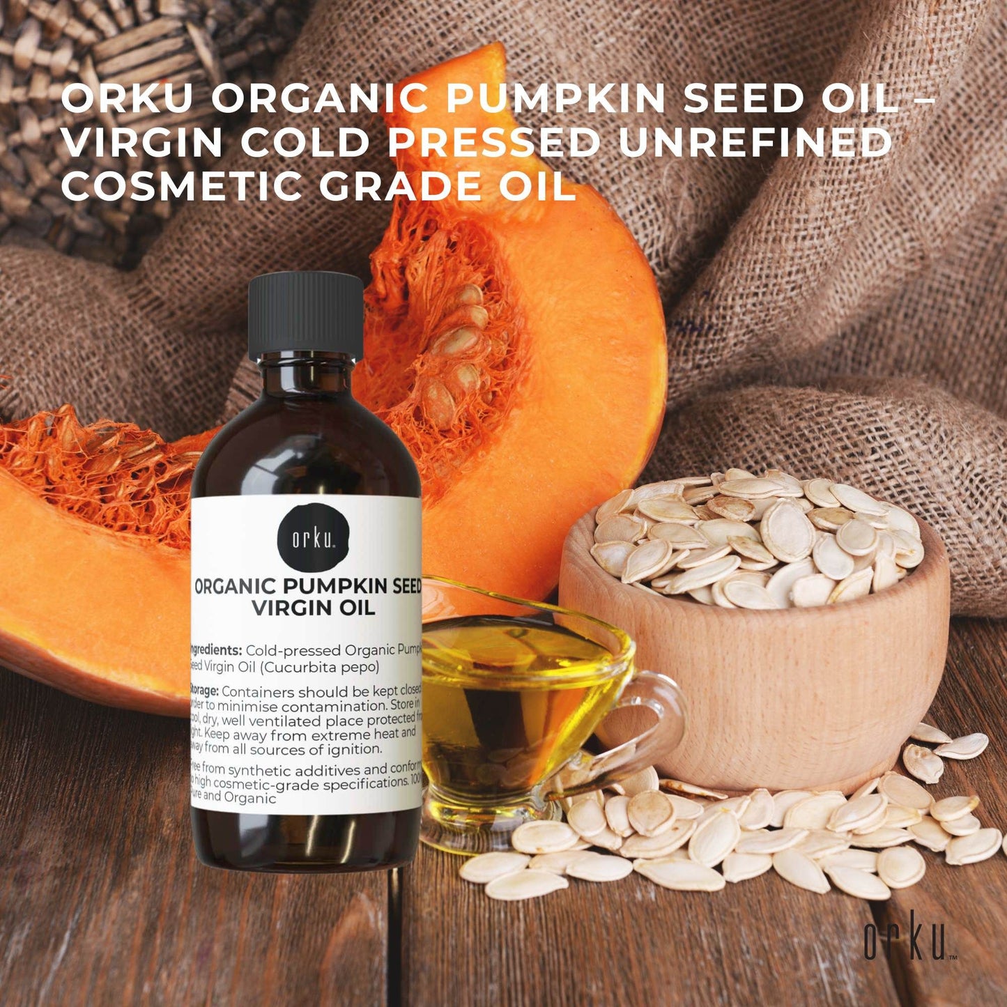 Orku 250ml Organic Pumpkin Seed Oil â€“ Virgin Cold Pressed Unrefined Cosmetic Grade