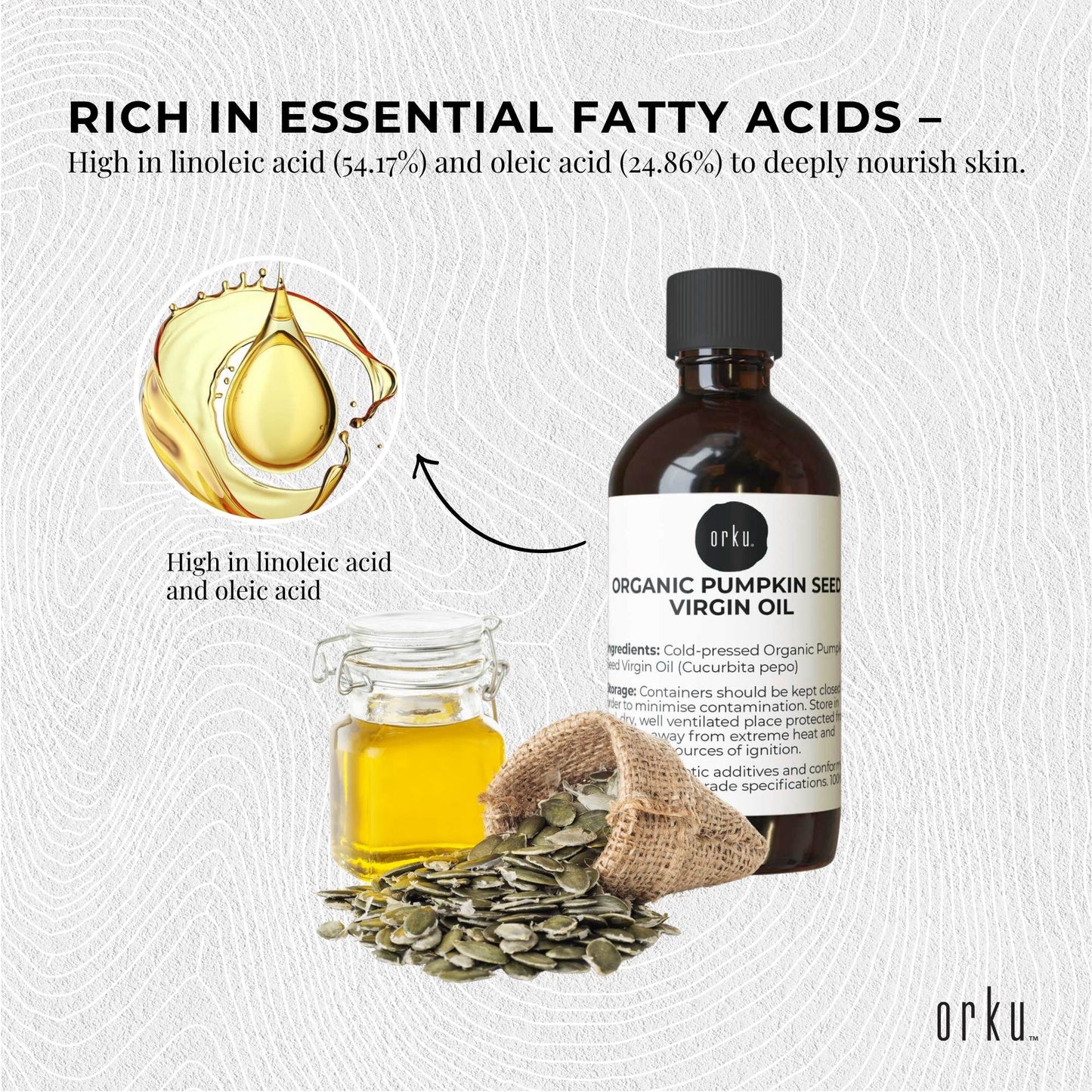 Orku 250ml Organic Pumpkin Seed Oil â€“ Virgin Cold Pressed Unrefined Cosmetic Grade