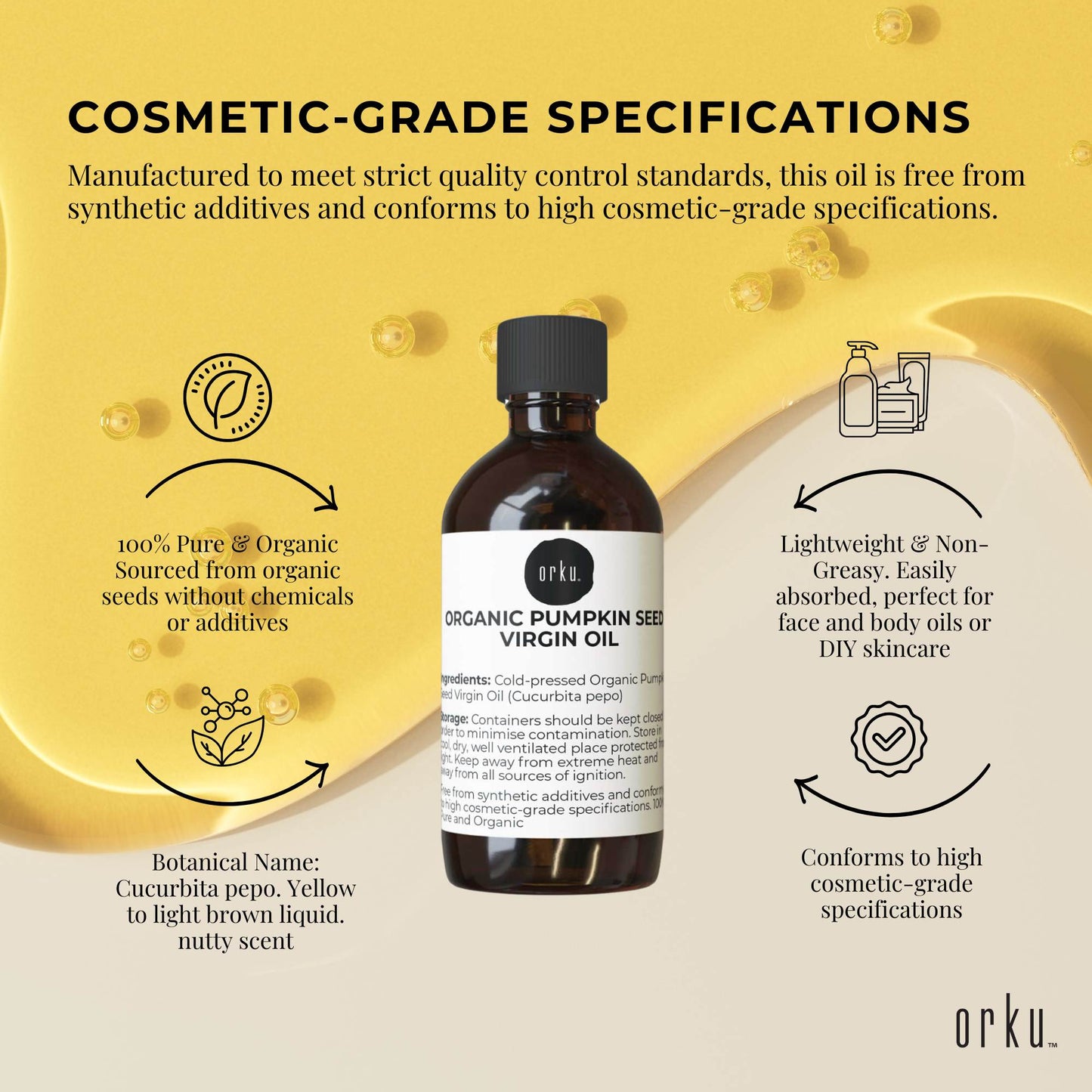 Orku 250ml Organic Pumpkin Seed Oil â€“ Virgin Cold Pressed Unrefined Cosmetic Gr.