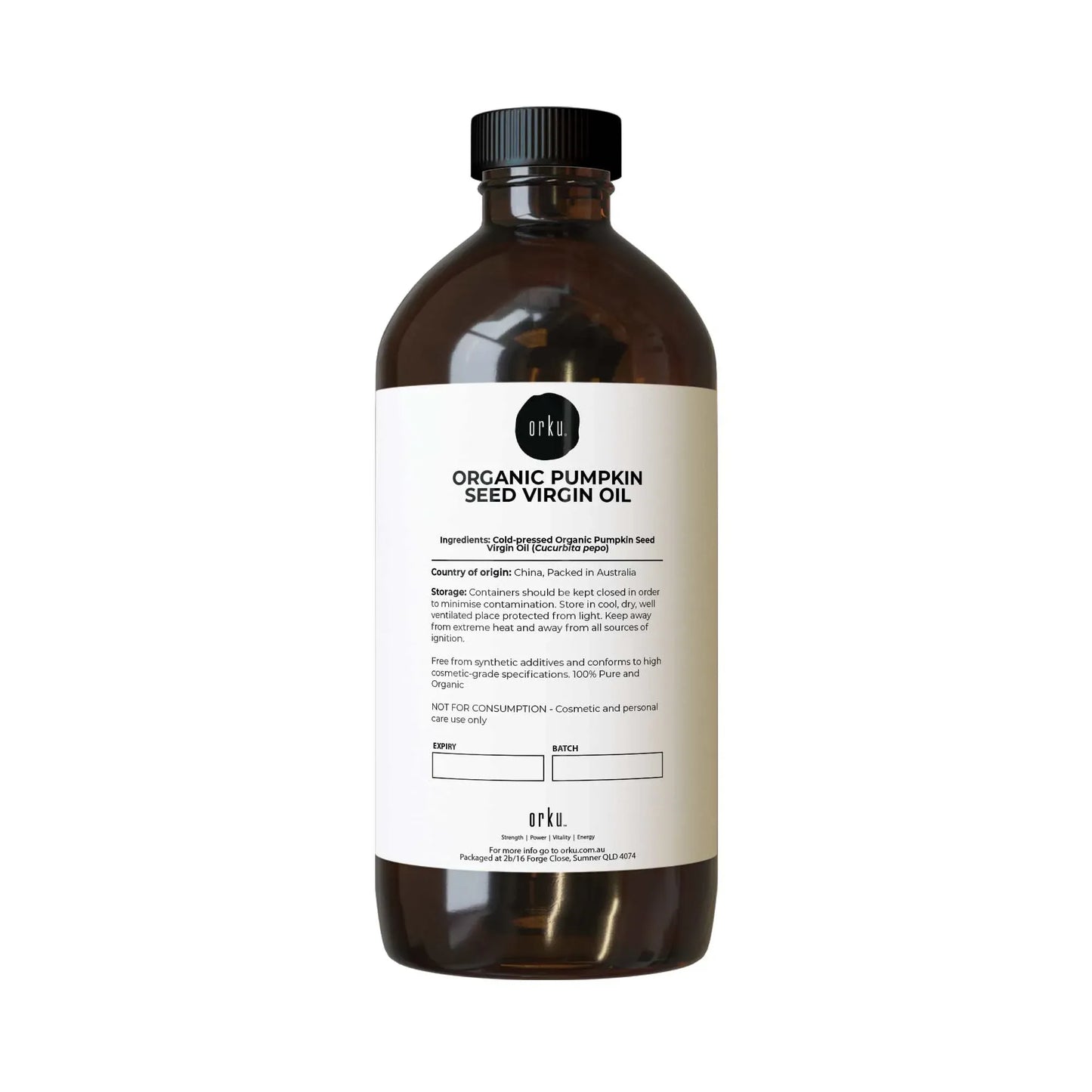 Orku 500ml Organic Pumpkin Seed Oil â€“ Virgin Cold Pressed Unrefined Cosmetic Grade