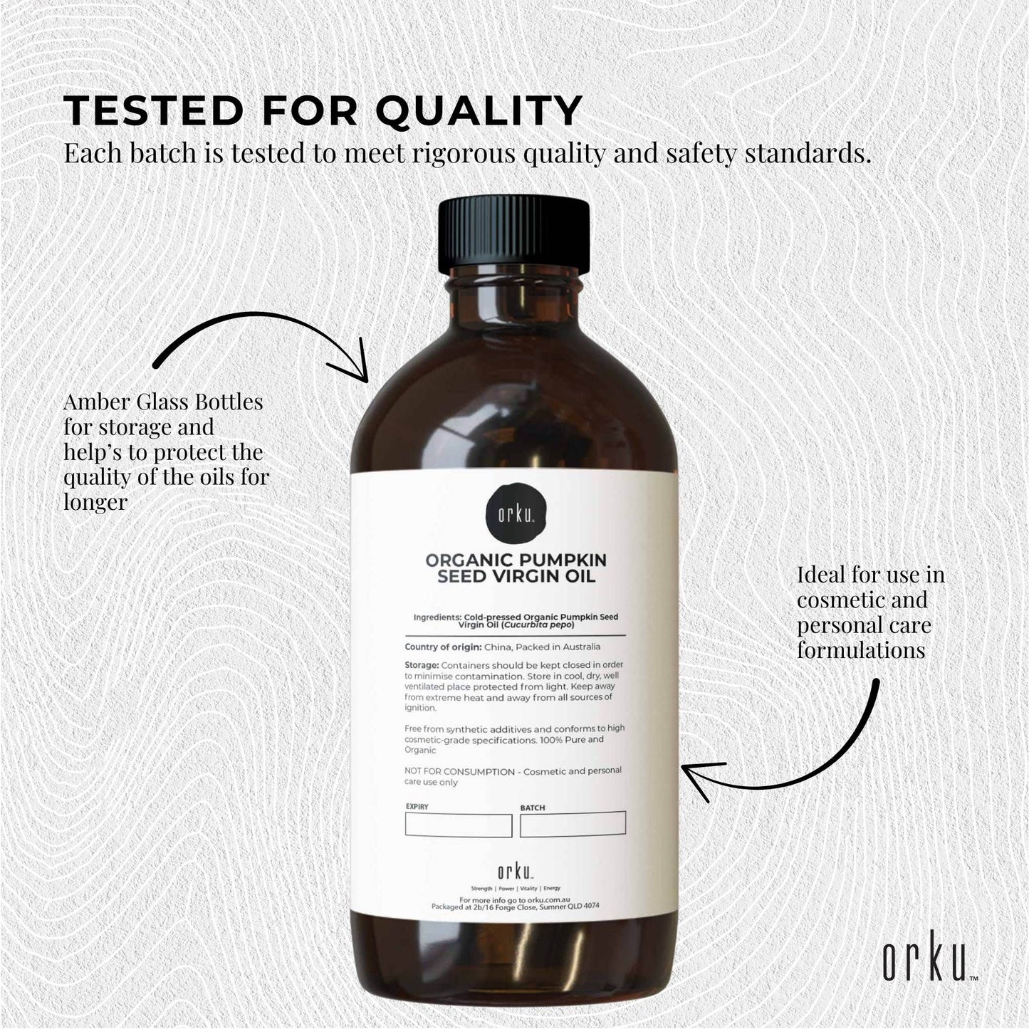 Orku 500ml Organic Pumpkin Seed Oil â€“ Virgin Cold Pressed Unrefined Cosmetic Grade