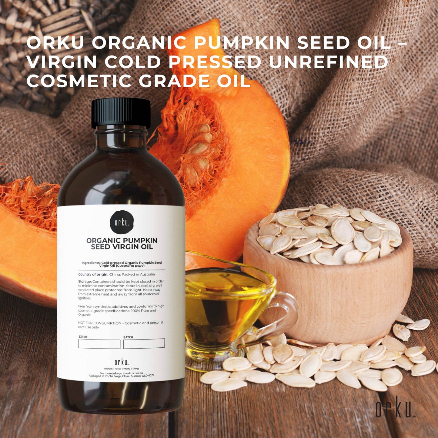 Orku 500ml Organic Pumpkin Seed Oil â€“ Virgin Cold Pressed Unrefined Cosmetic Gr.
