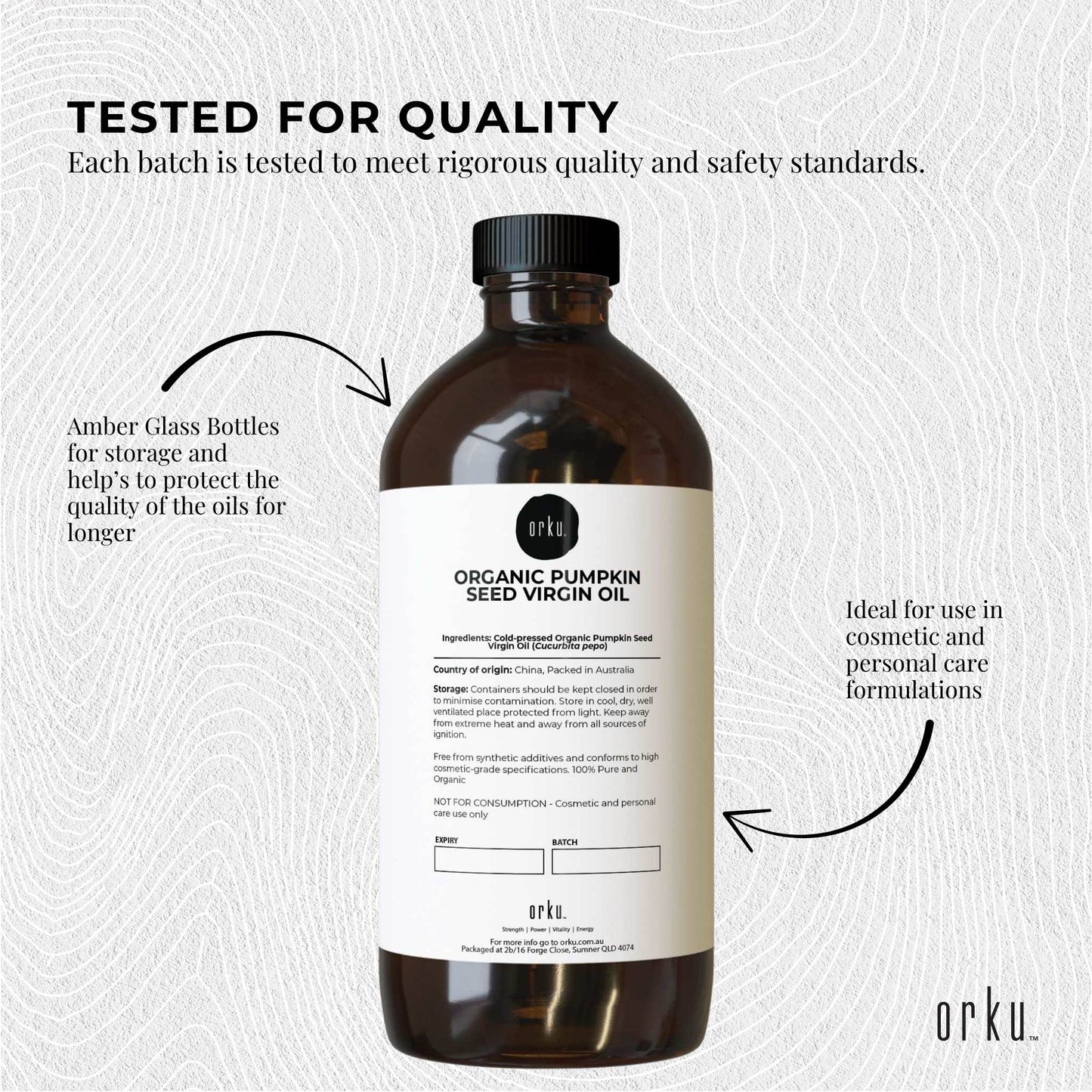 Orku 1L Organic Pumpkin Seed Oil â€“ Virgin Cold Pressed Unrefined Cosmetic Grade