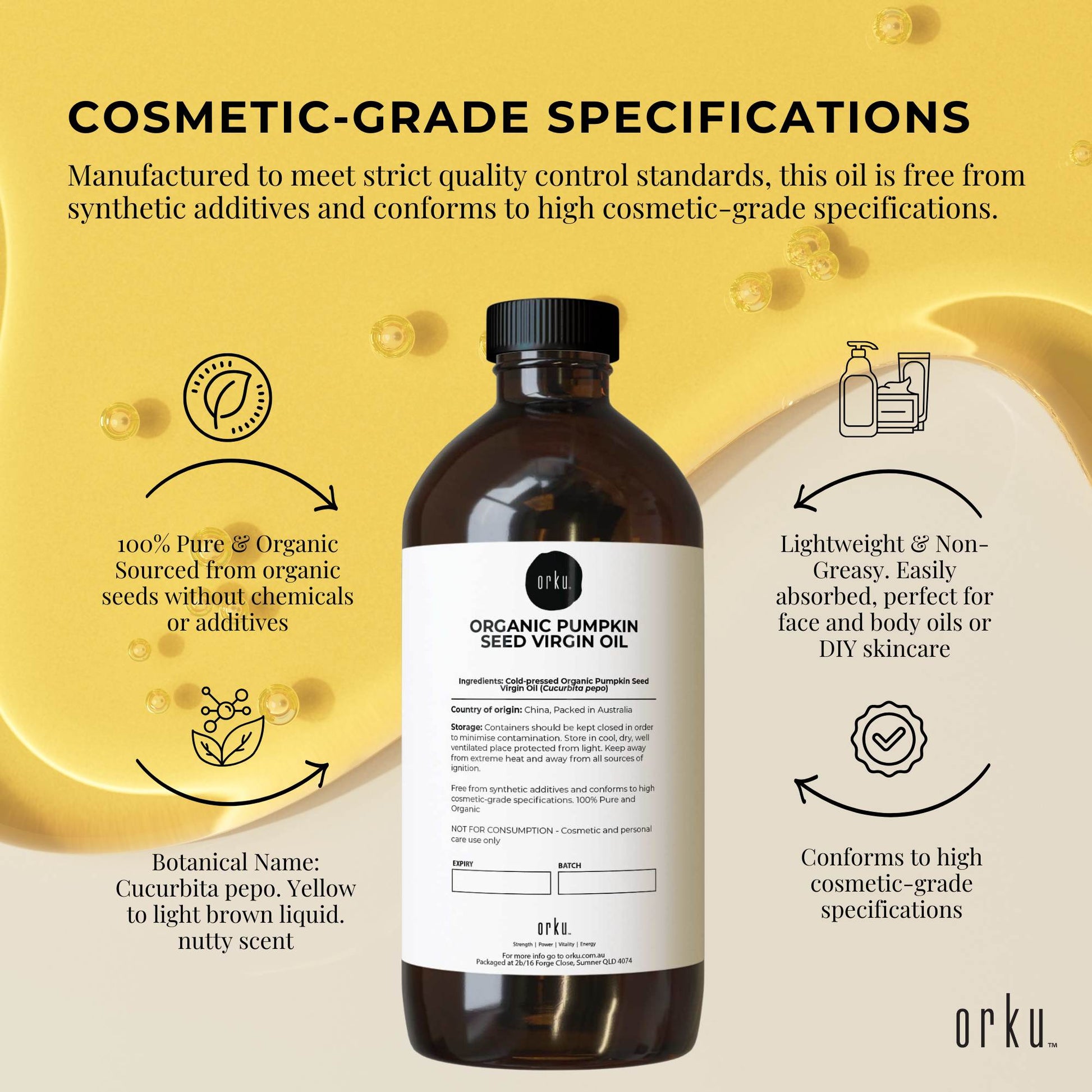 Orku 1L Organic Pumpkin Seed Oil â€“ Virgin Cold Pressed Unrefined Cosmetic Gr.