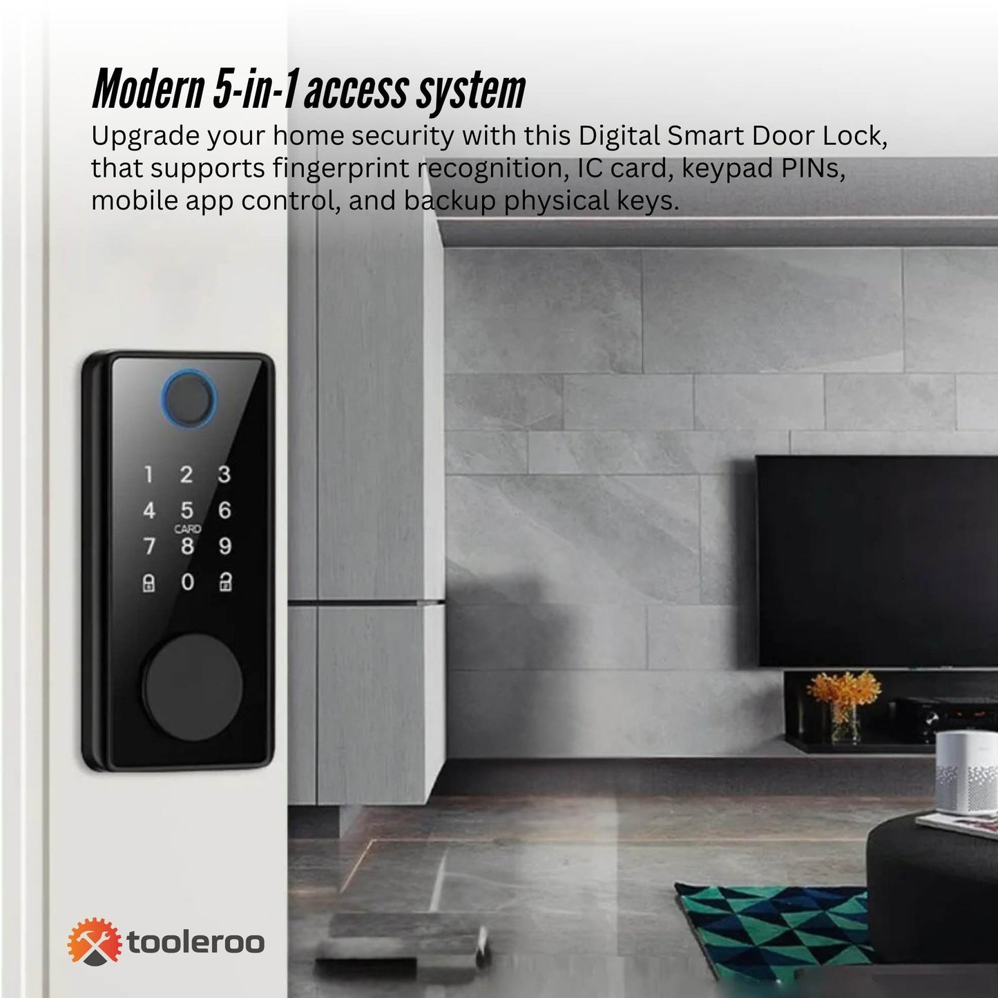 tooleroo-digital-smart-door-lock-keypad-5-in-1-home-entry-security-system www.mallsonline.com.au