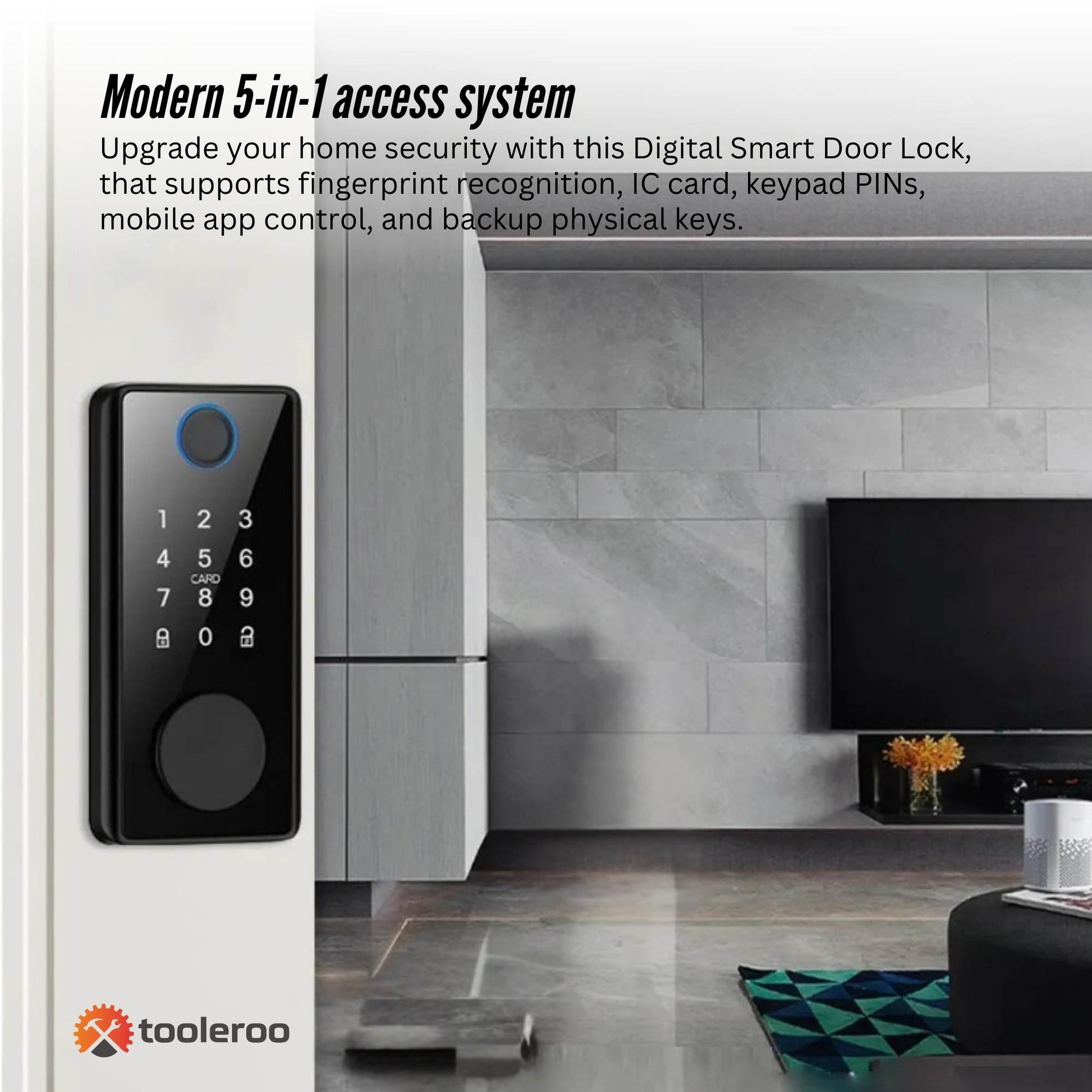 tooleroo-digital-smart-door-lock-keypad-5-in-1-home-entry-security-system www.mallsonline.com.au