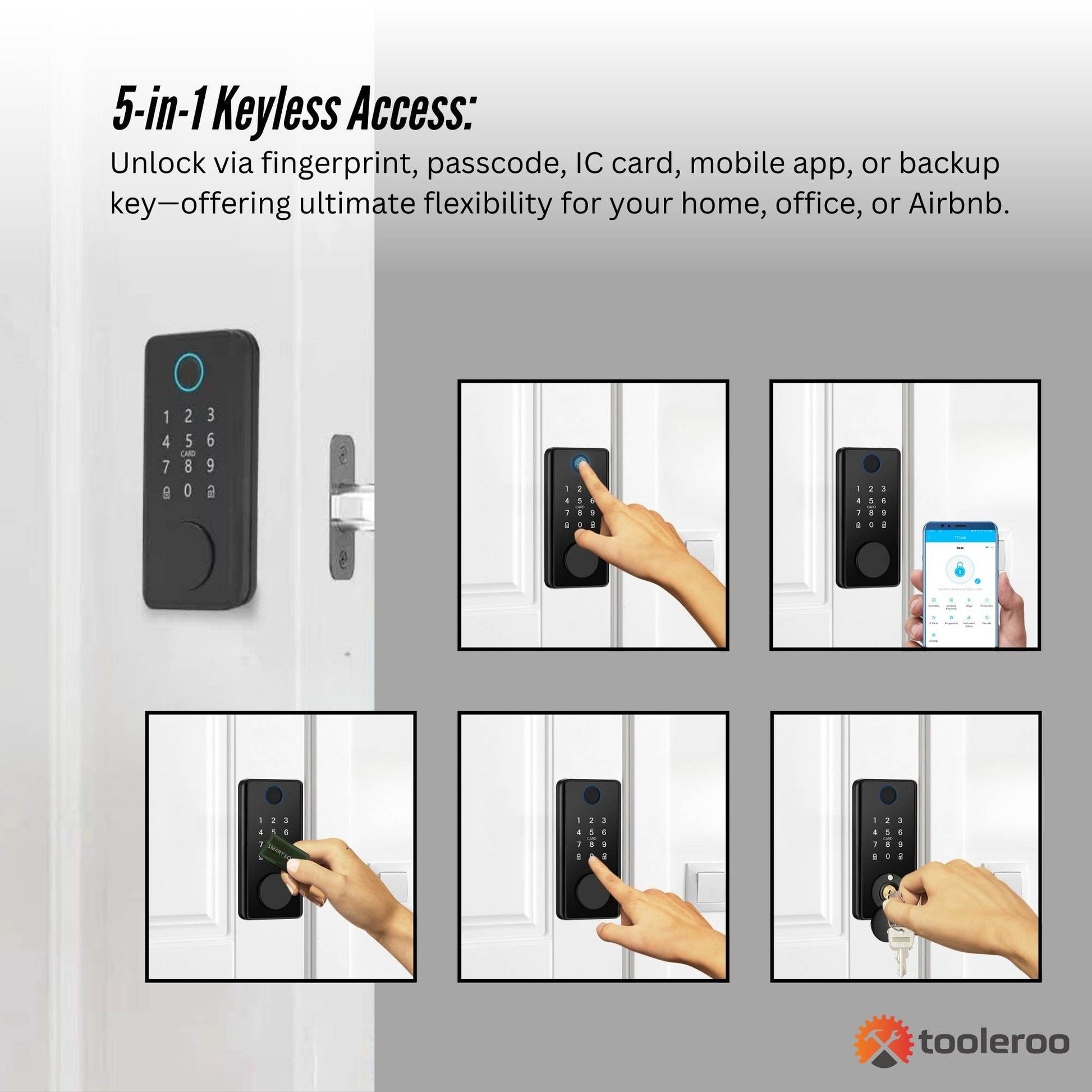 tooleroo-digital-smart-door-lock-keypad-5-in-1-home-entry-security-system www.mallsonline.com.au