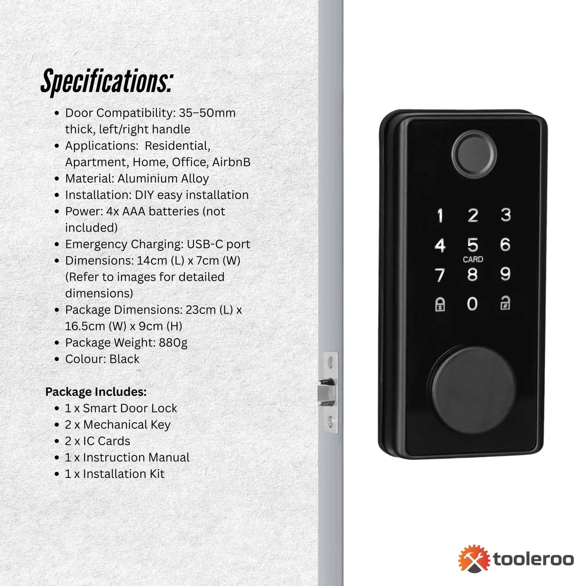 tooleroo-digital-smart-door-lock-keypad-5-in-1-home-entry-security-system www.mallsonline.com.au