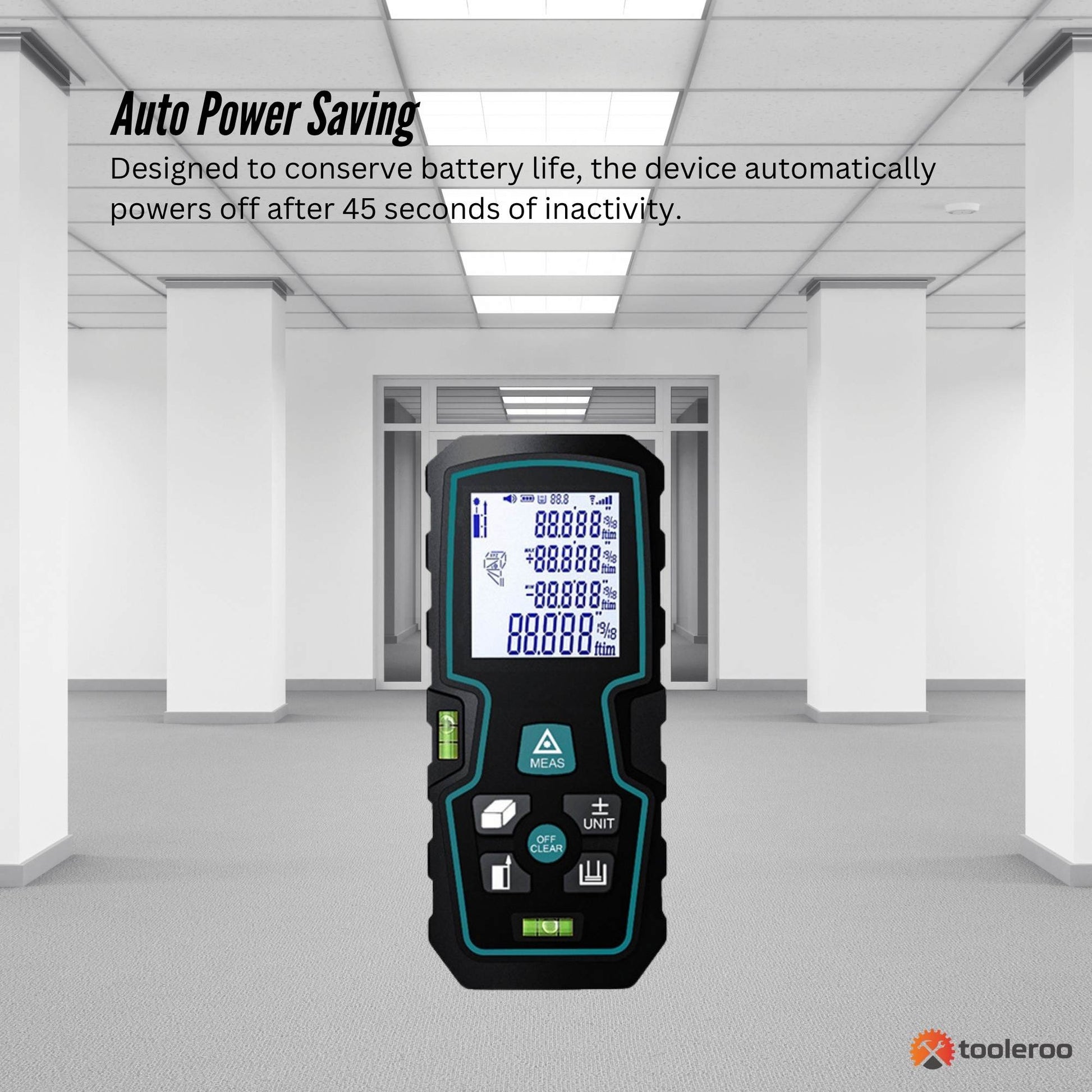 Tooleroo 40m Digital Laser Distance Measurer - LCD Area Volume Meter Tool