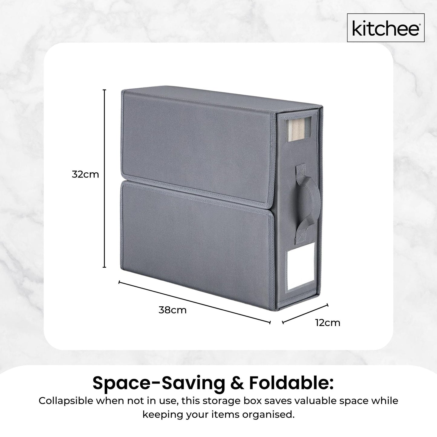 1x Kitchee Foldable Bed Sheet Storage Box Linen & Closet Organiser Grey