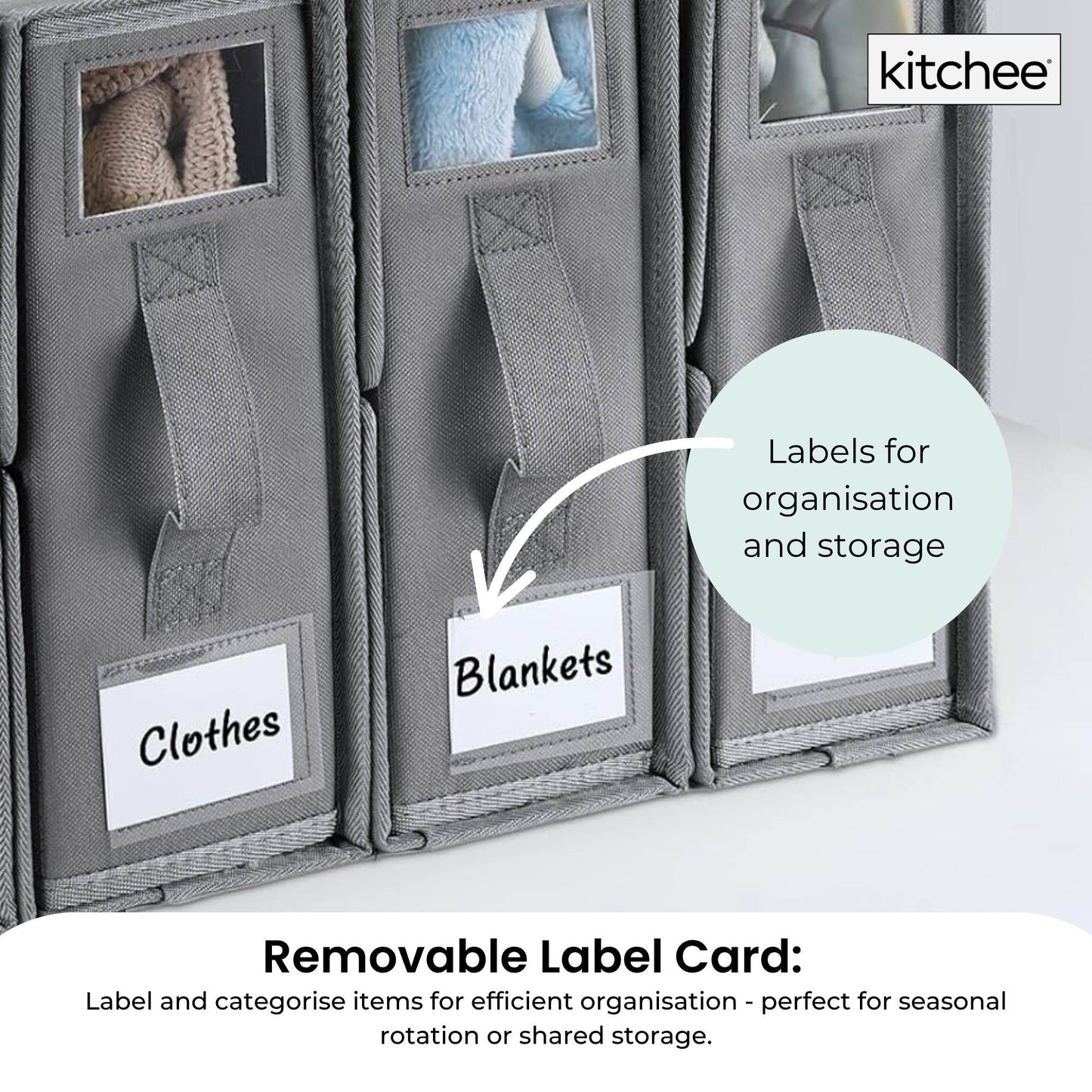 4x Kitchee Foldable Bed Sheet Storage Box - Linen and Closet Organiser Grey