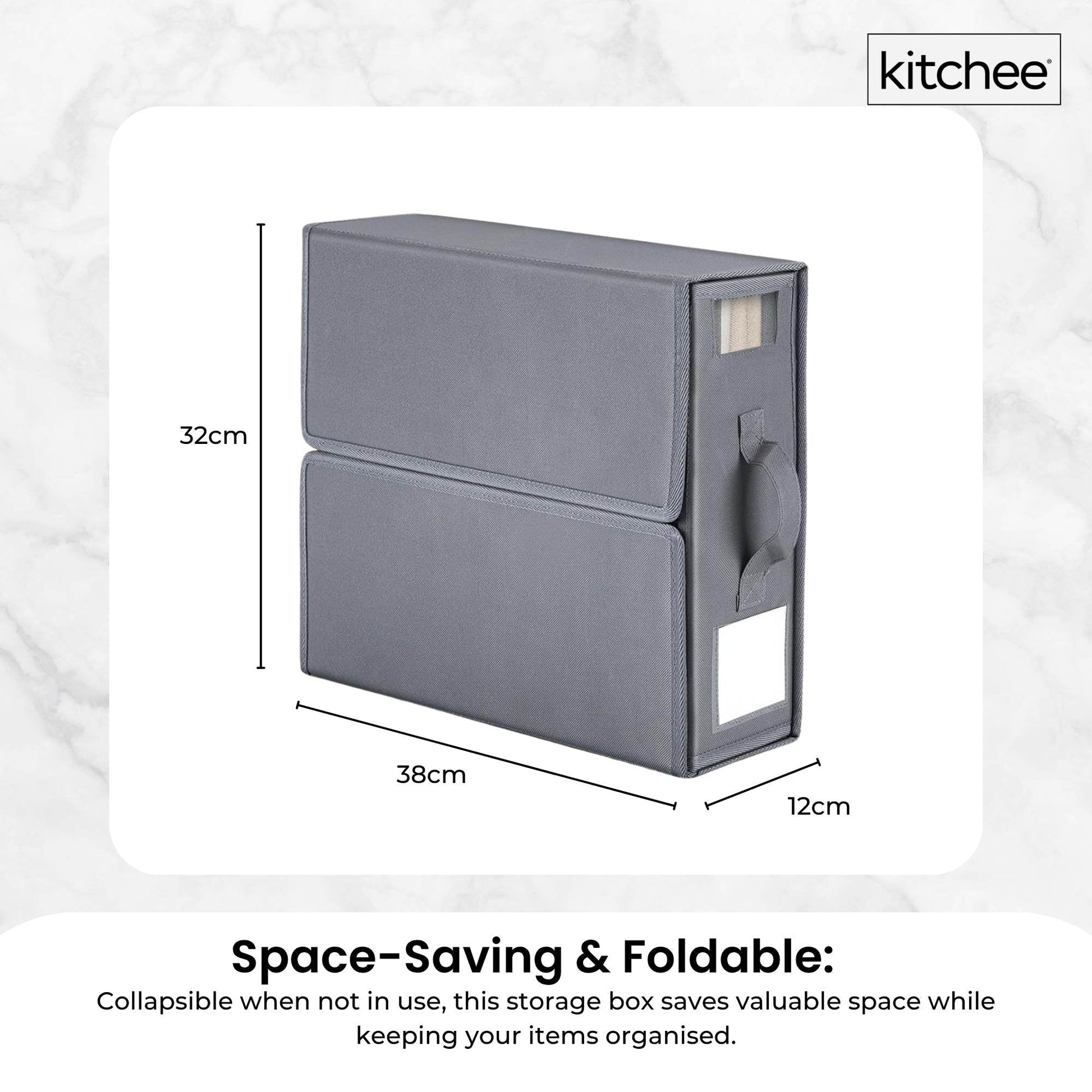 4x Kitchee Foldable Bed Sheet Storage Box - Linen and Closet Organiser Grey
