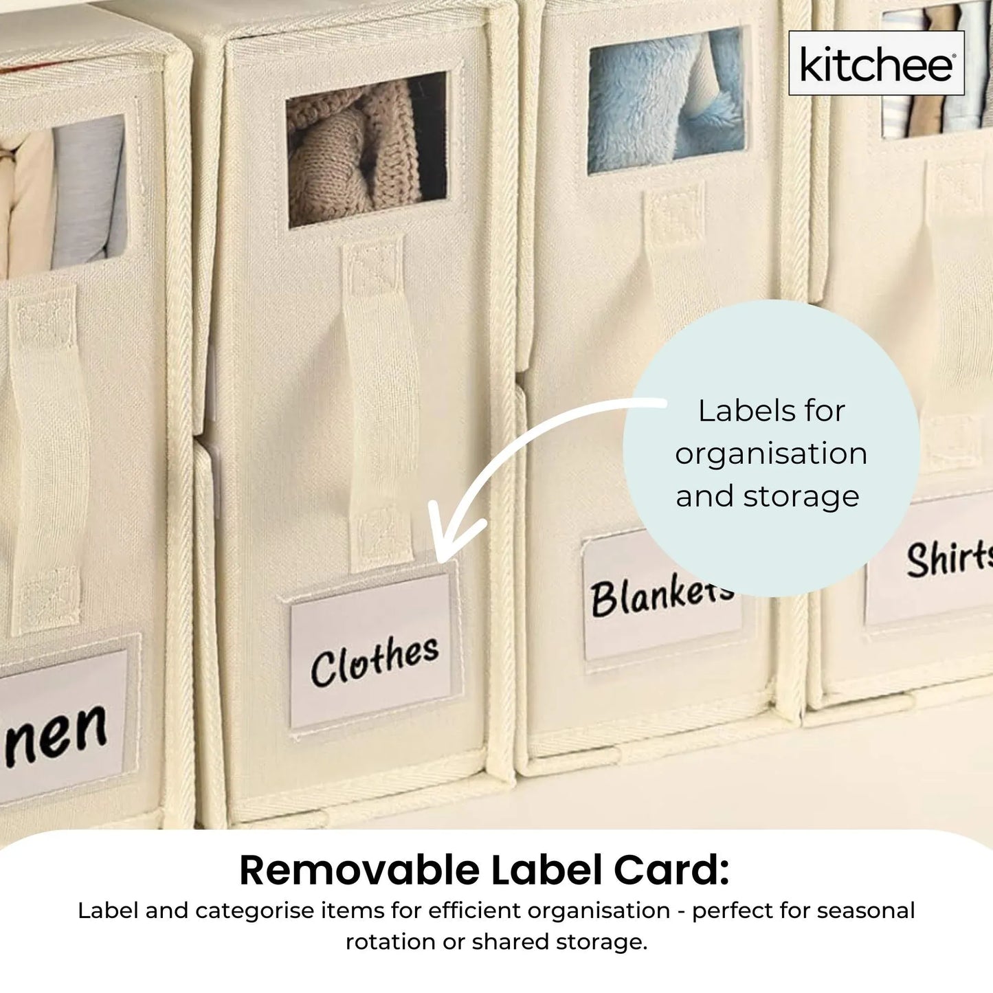 Kitchee 4x Foldable Bed Sheet Storage Box - Linen + Closet Organiser Beige