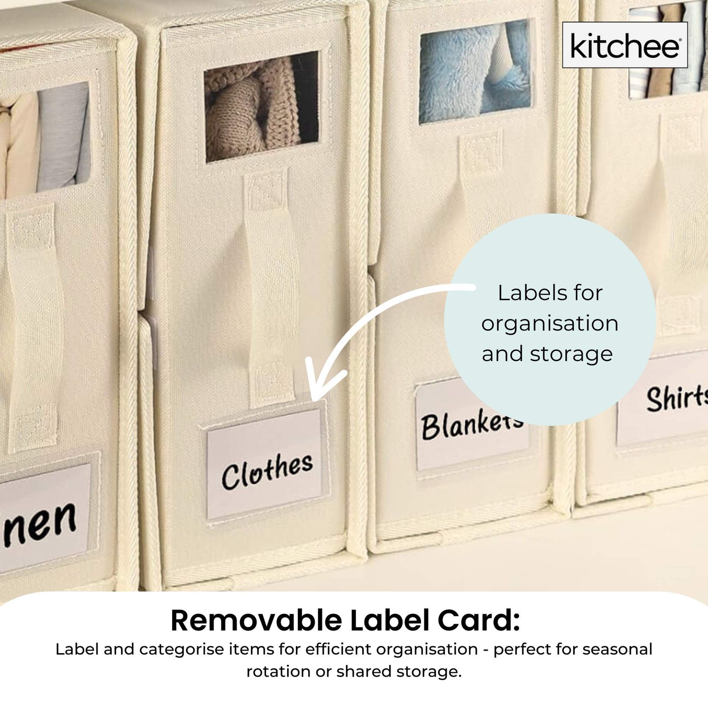 4x Kitchee Foldable Bed Sheet Storage Box - Linen and Closet Organiser Beige