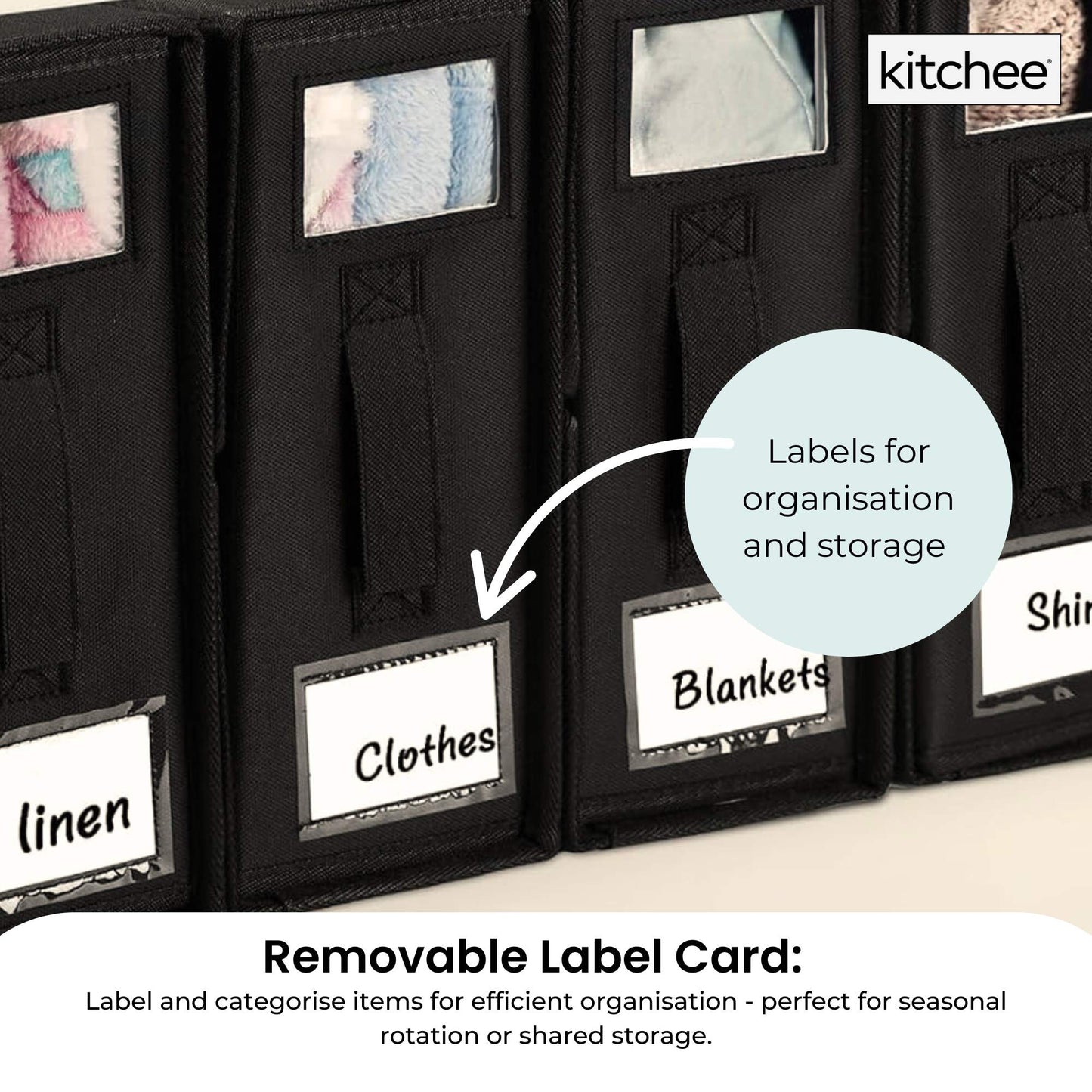 1x Kitchee Foldable Bed Sheet Storage Box Linen & Closet Organiser Black